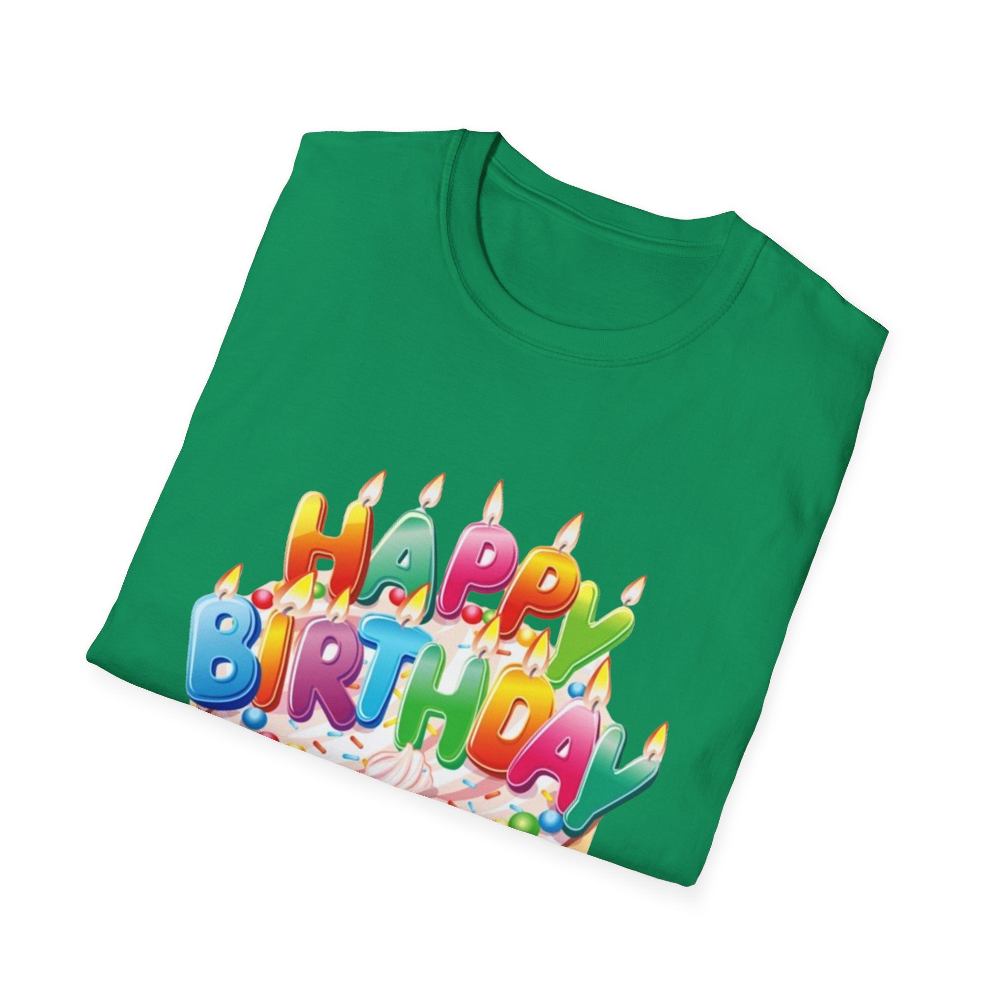 Happy Birthday Cake Unisex Softstyle T-Shirt-Personalize It!