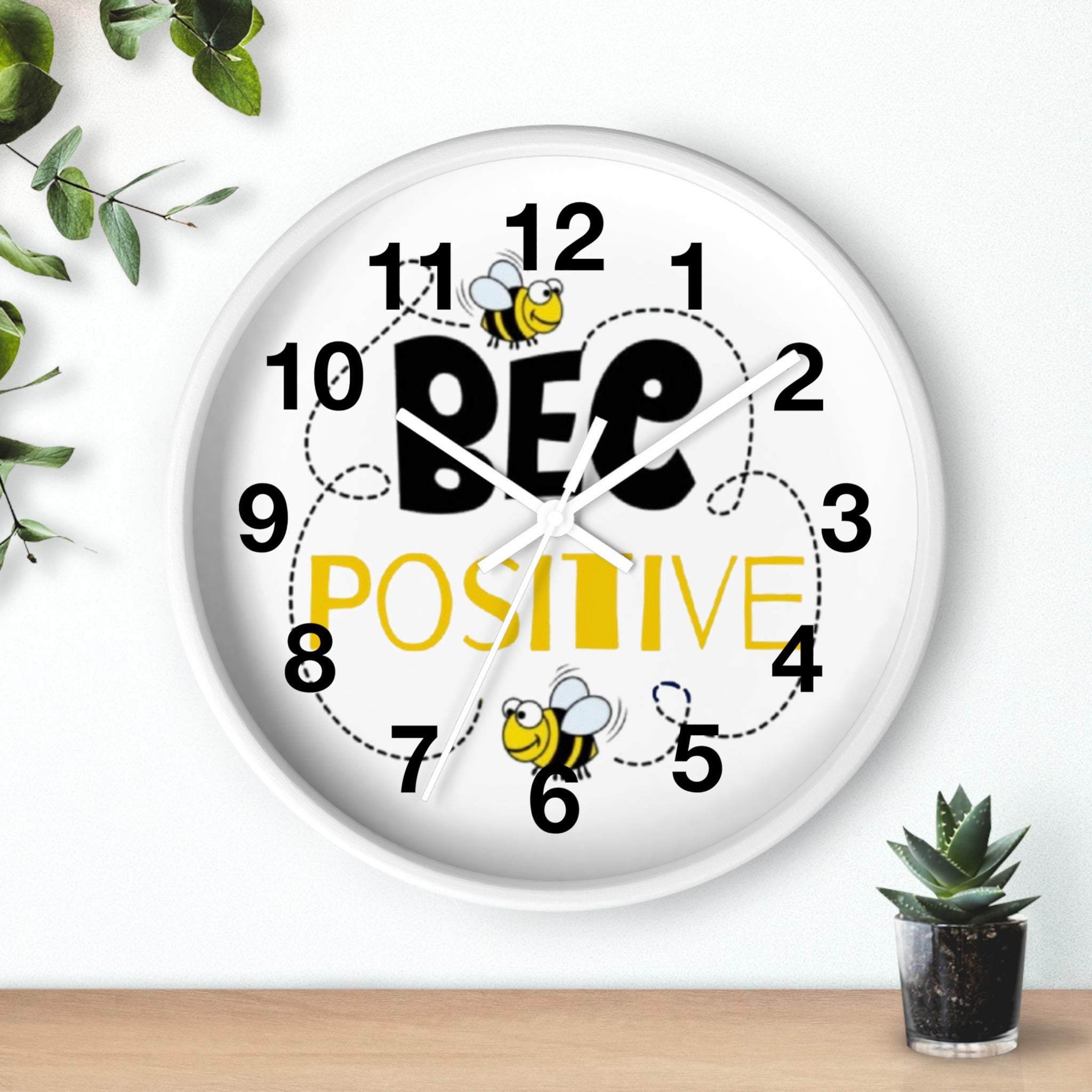 Bee Positive Inspirational Wall Clock