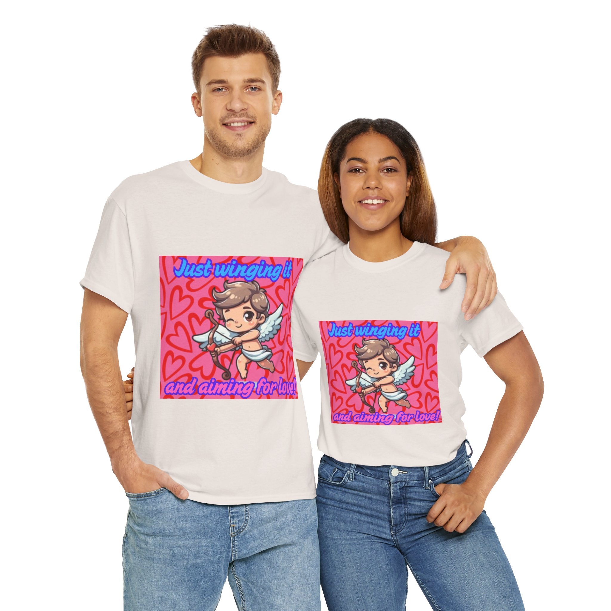 Just Winging It And Aiming For Love Unisex Heavy Cotton T-Shirt