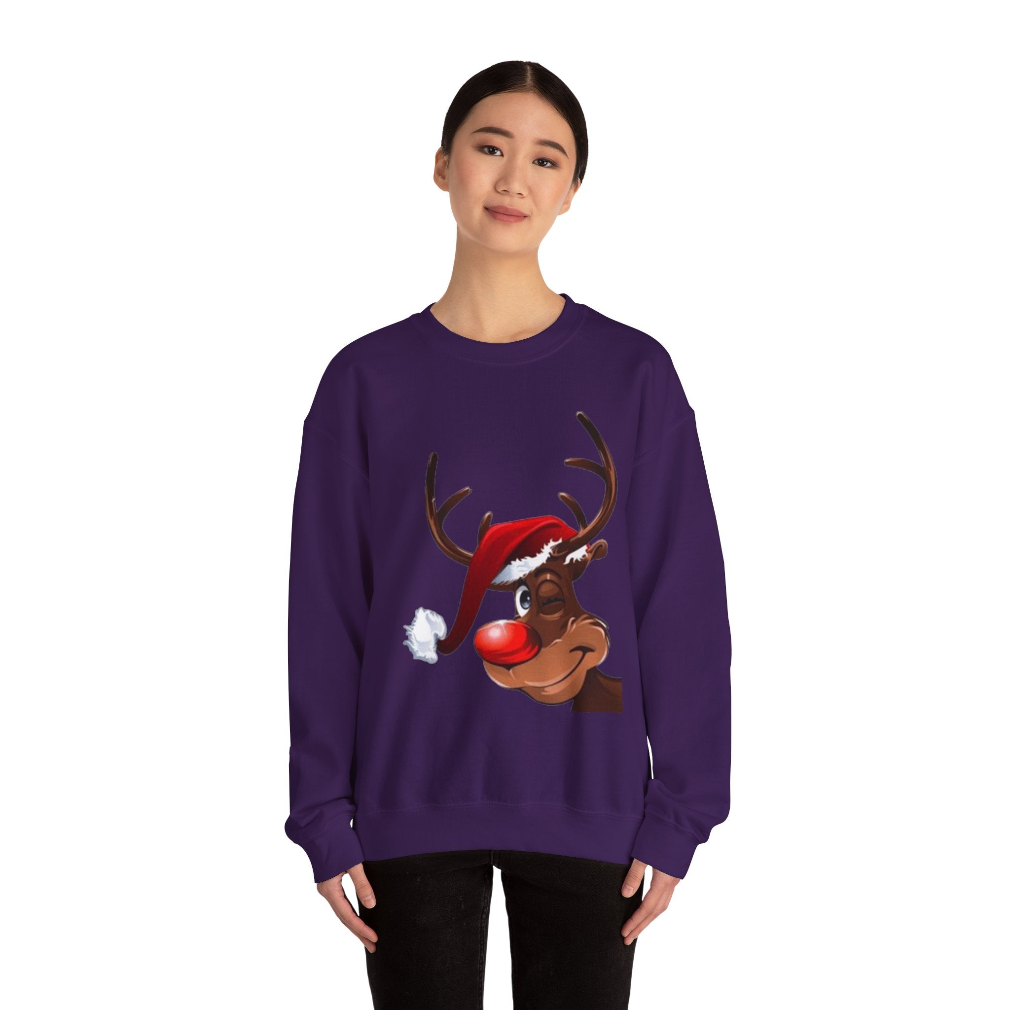 Festive Reindeer Unisex Heavy Blend™ Crewneck Sweatshirt