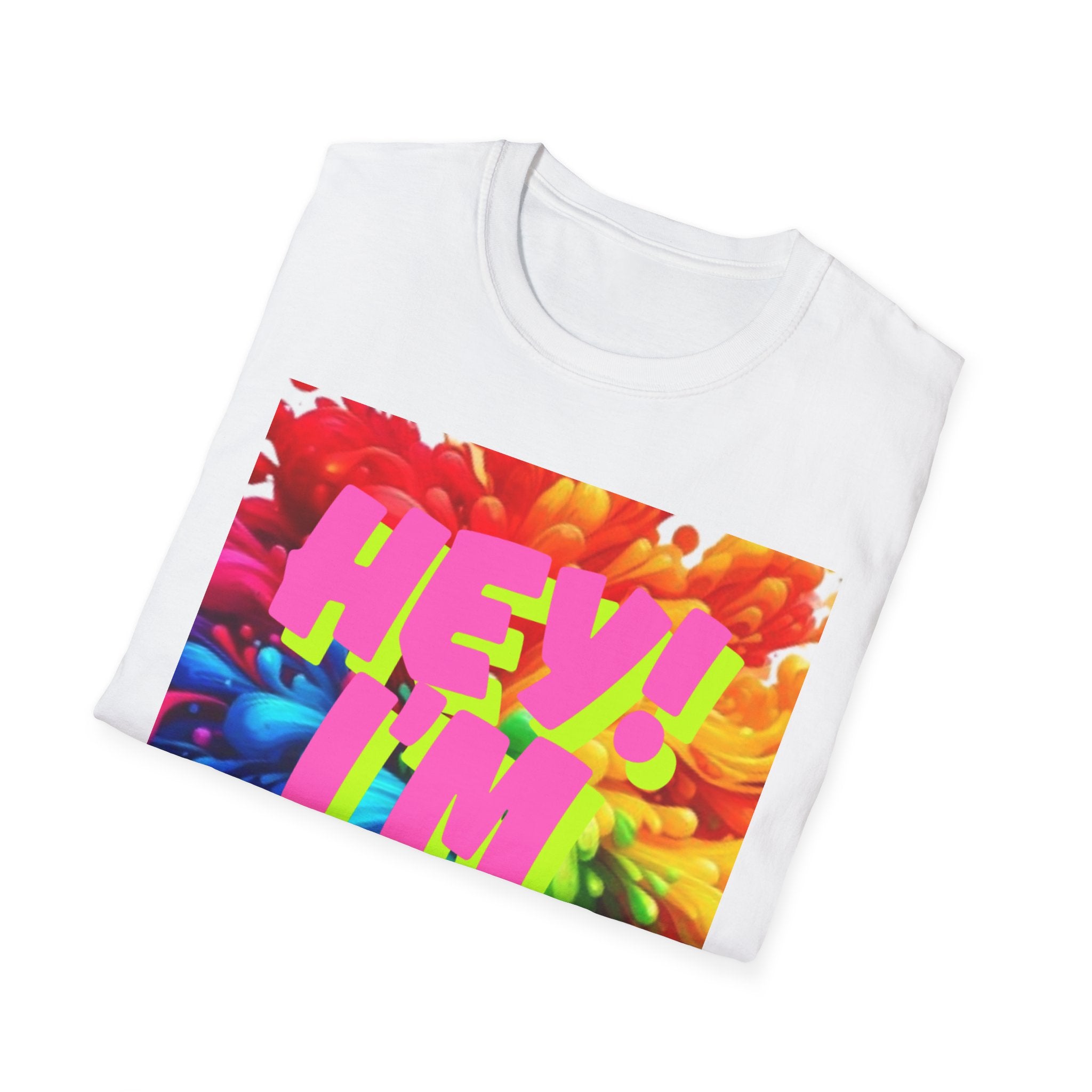 Hey I'm Gay! Heart Unisex Softstyle T-Shirt
