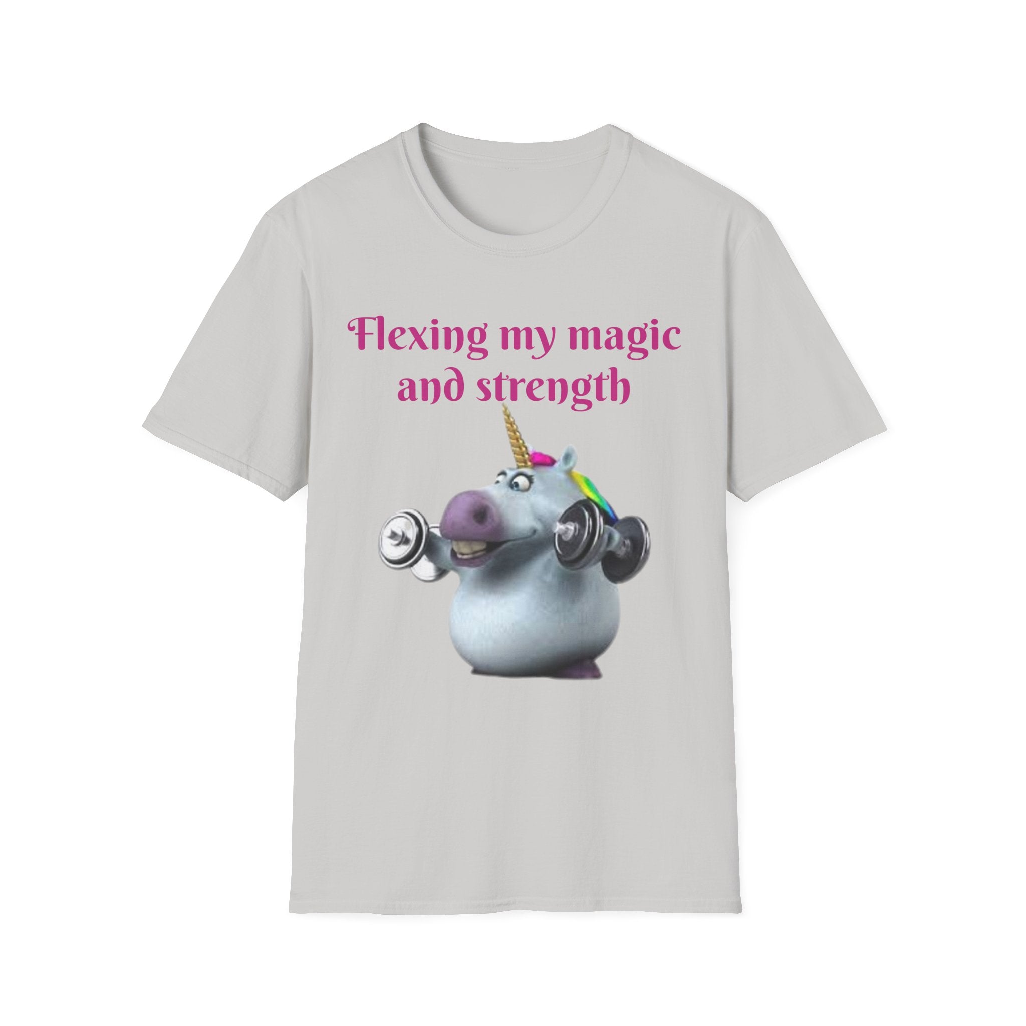 Flexing My Magic And Strength Unicorn Unisex Softstyle T-Shirt
