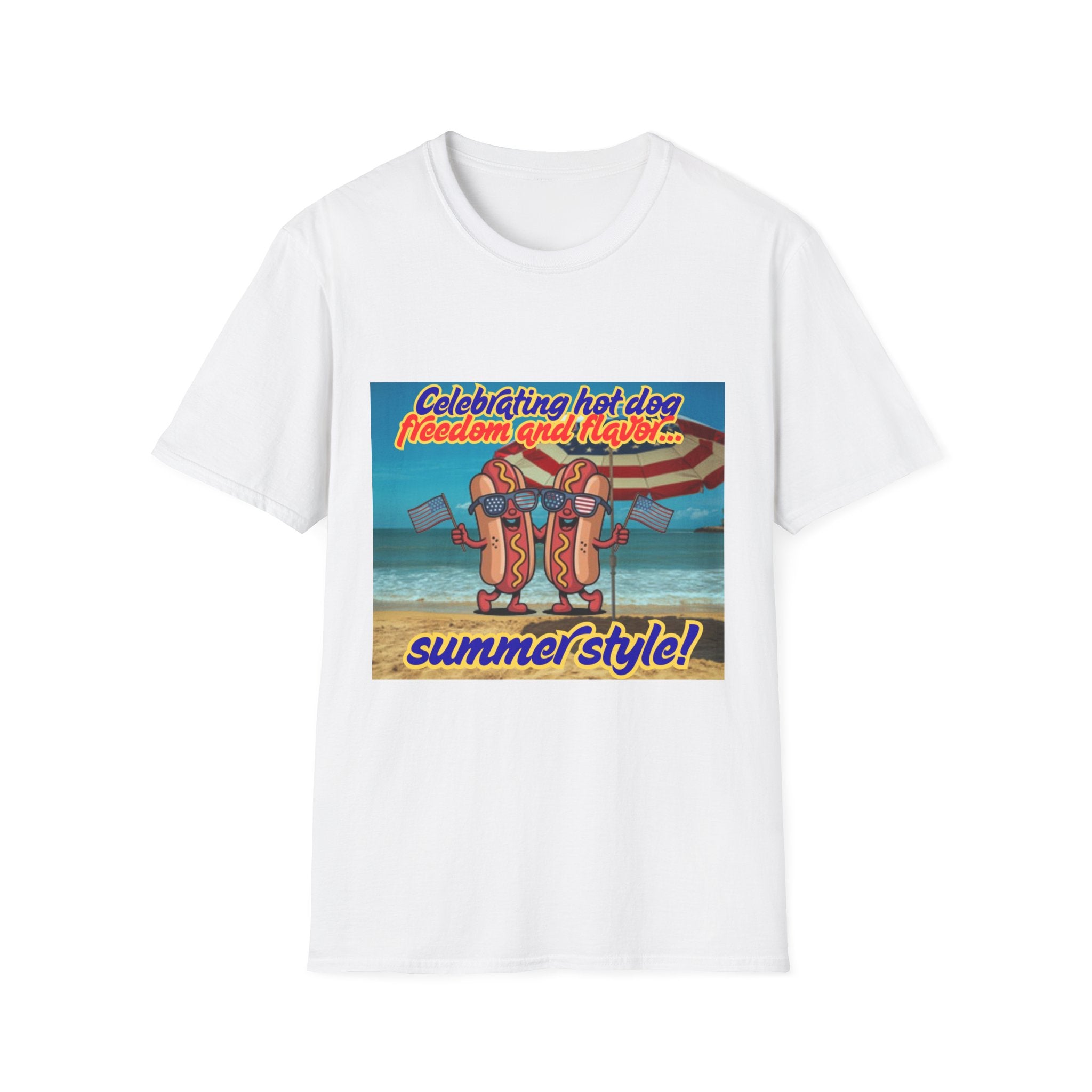 Celebrating Hot Dog Freedom And Flavor Summer Style! Unisex Softstyle T-Shirt