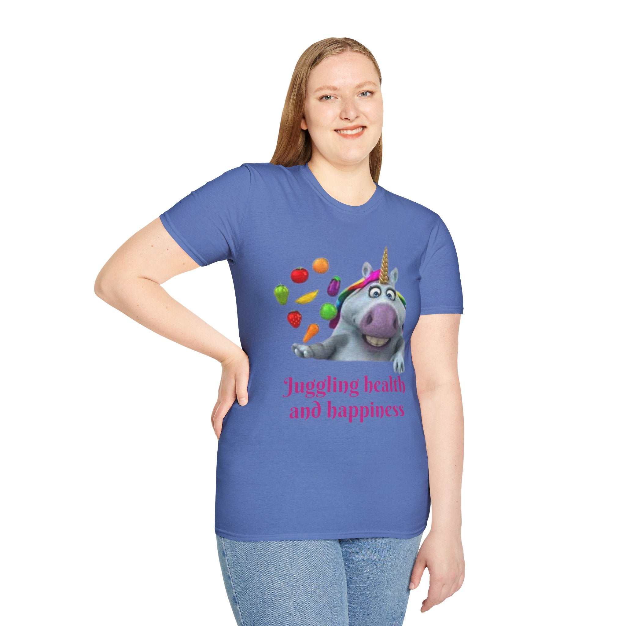 Juggling Health And Happiness Unicorn Unisex Softstyle T-Shirt