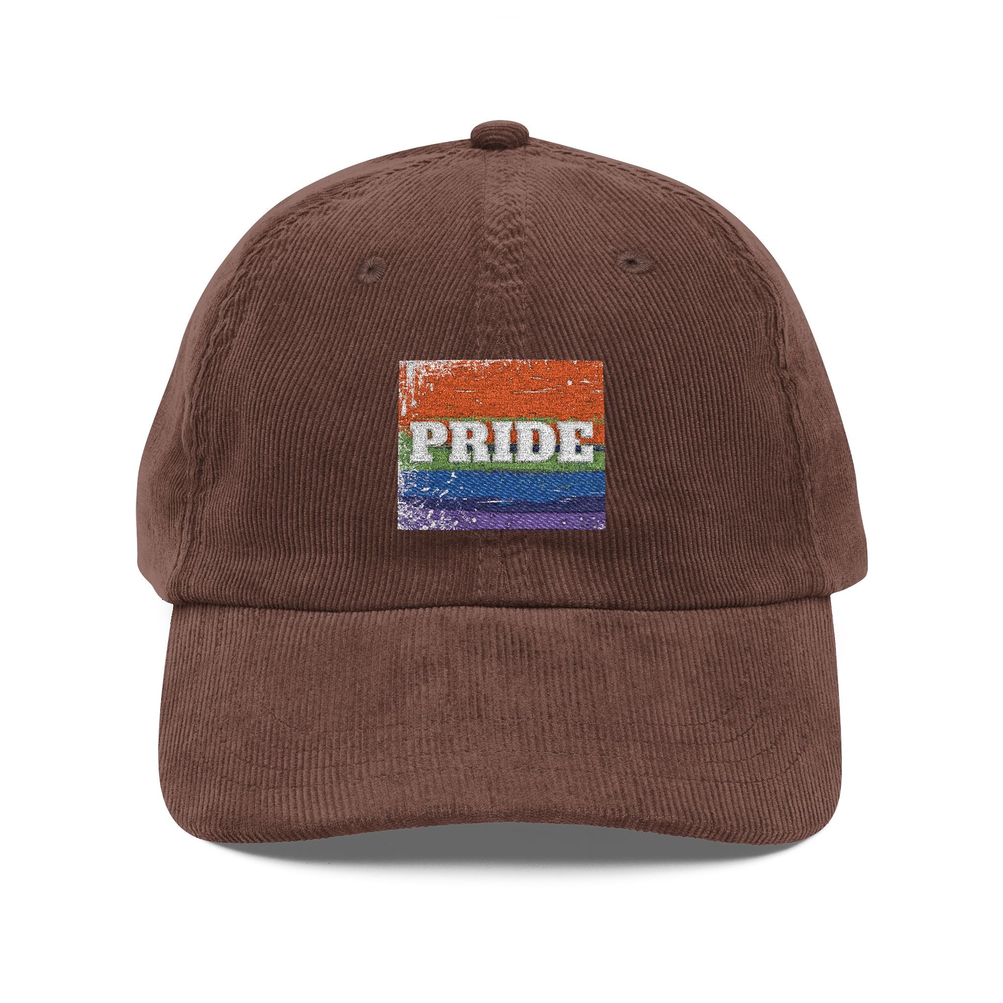 Pride Rainbow Vintage Embroidered Corduroy Cap