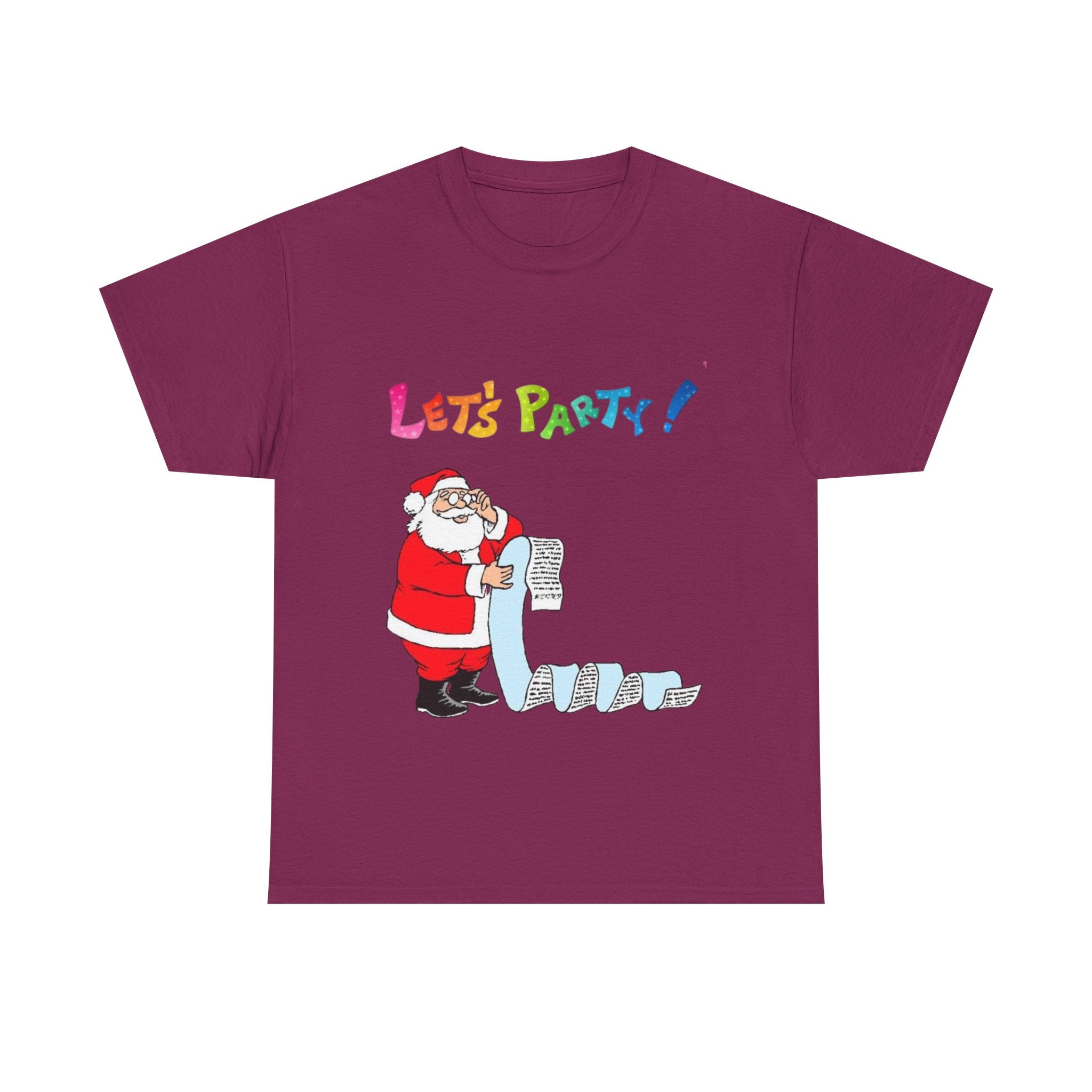 Let's Party! Santa Checking His List Unisex Heavy Cotton T-Shirt