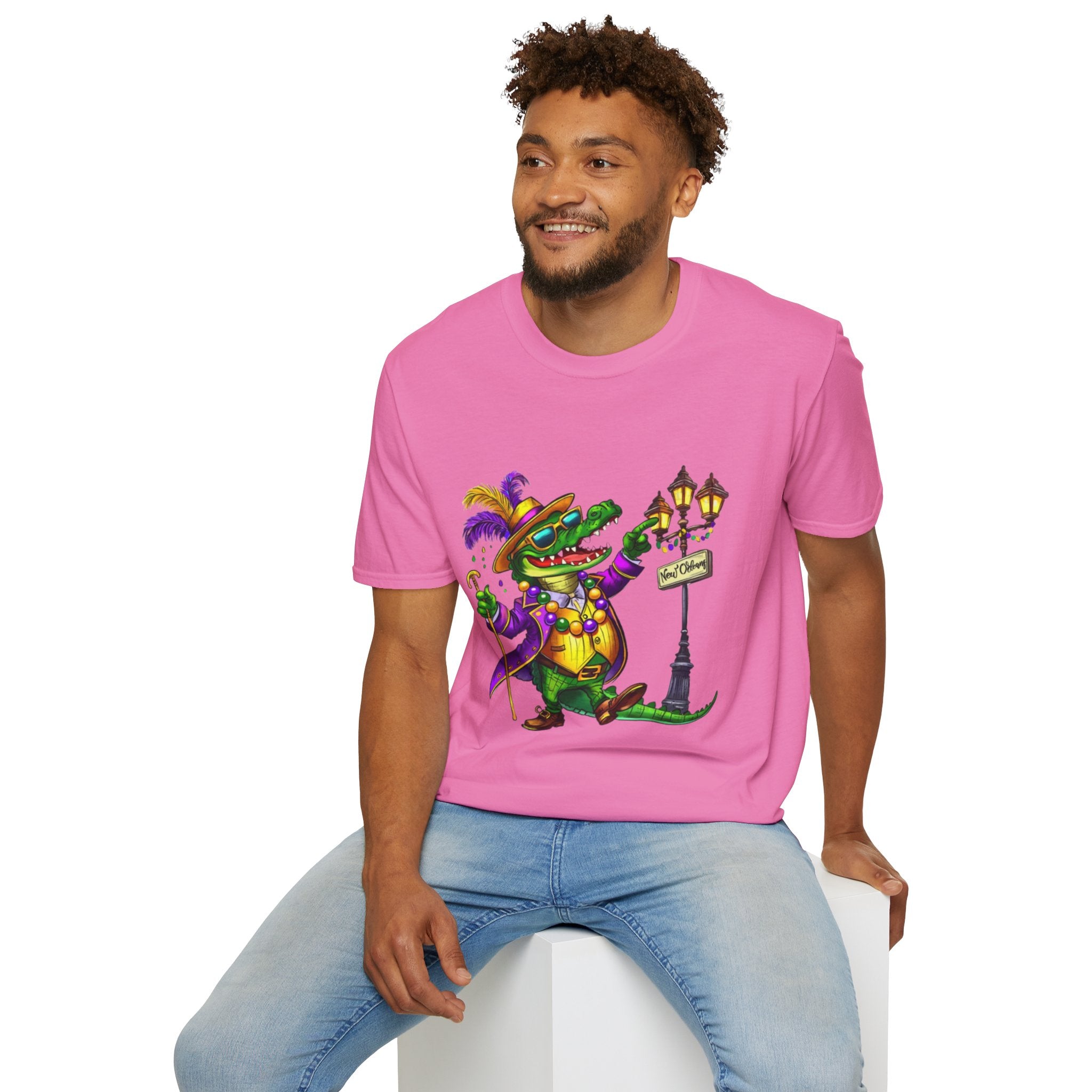 Mardi Gras Gator Unisex Softstyle T-Shirt