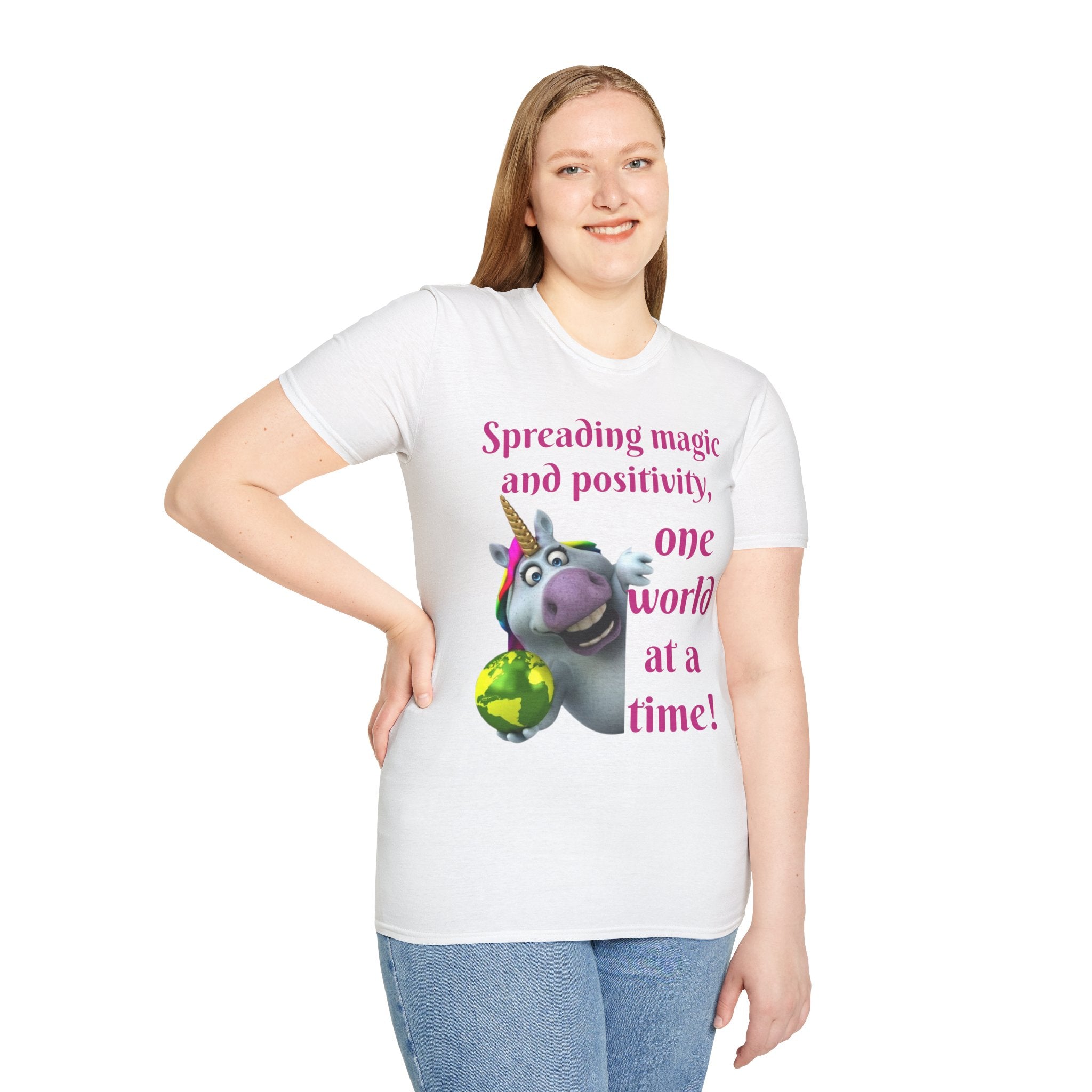 Spreading Magic And Positivity, One World At A Time! Unisex Softstyle T-Shirt