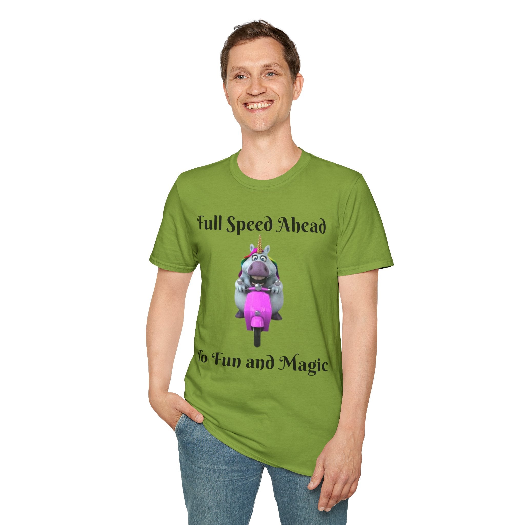 Full Speed Ahead To Fun And Magic Unicorn Unisex Softstyle T-Shirt
