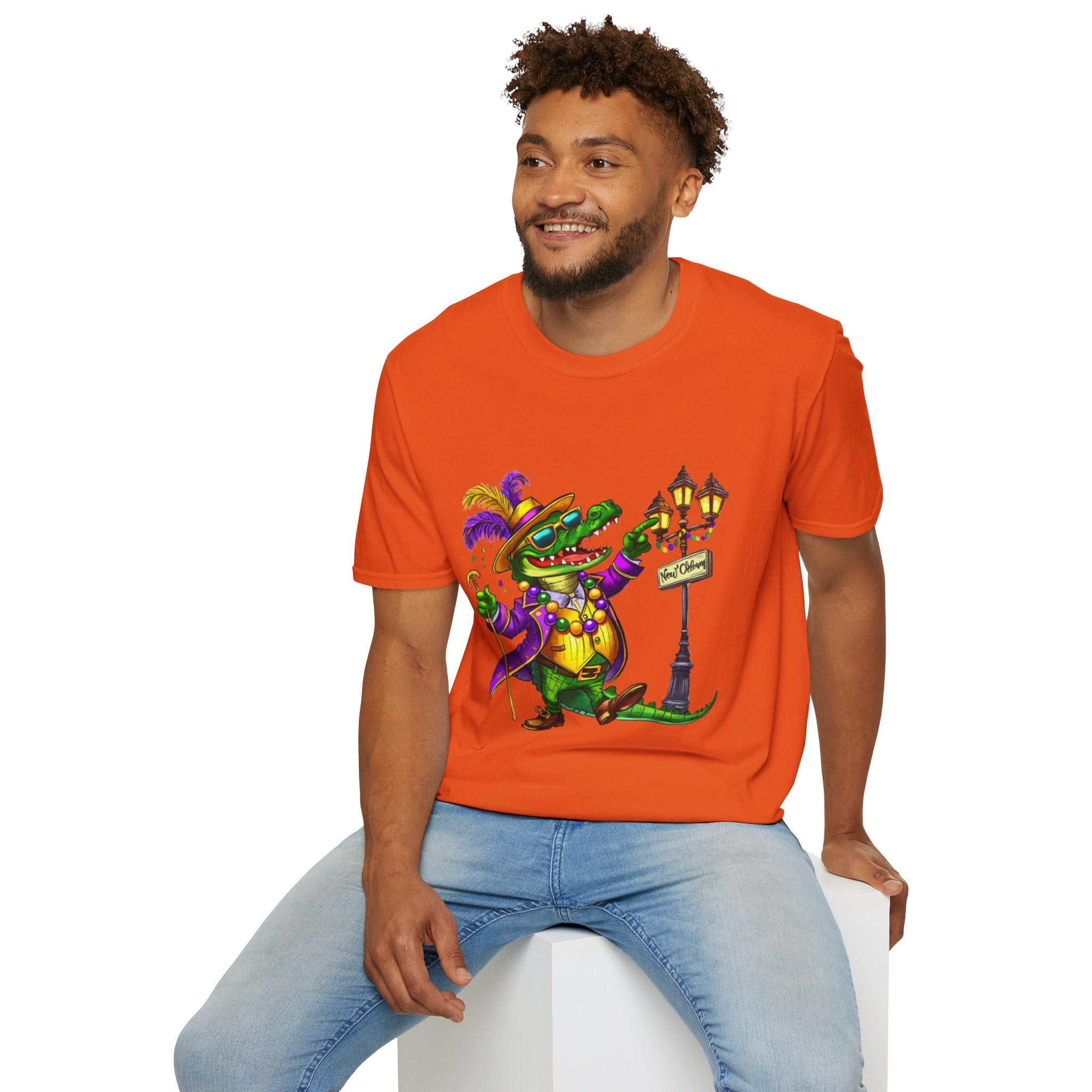Mardi Gras Gator Unisex Softstyle T-Shirt