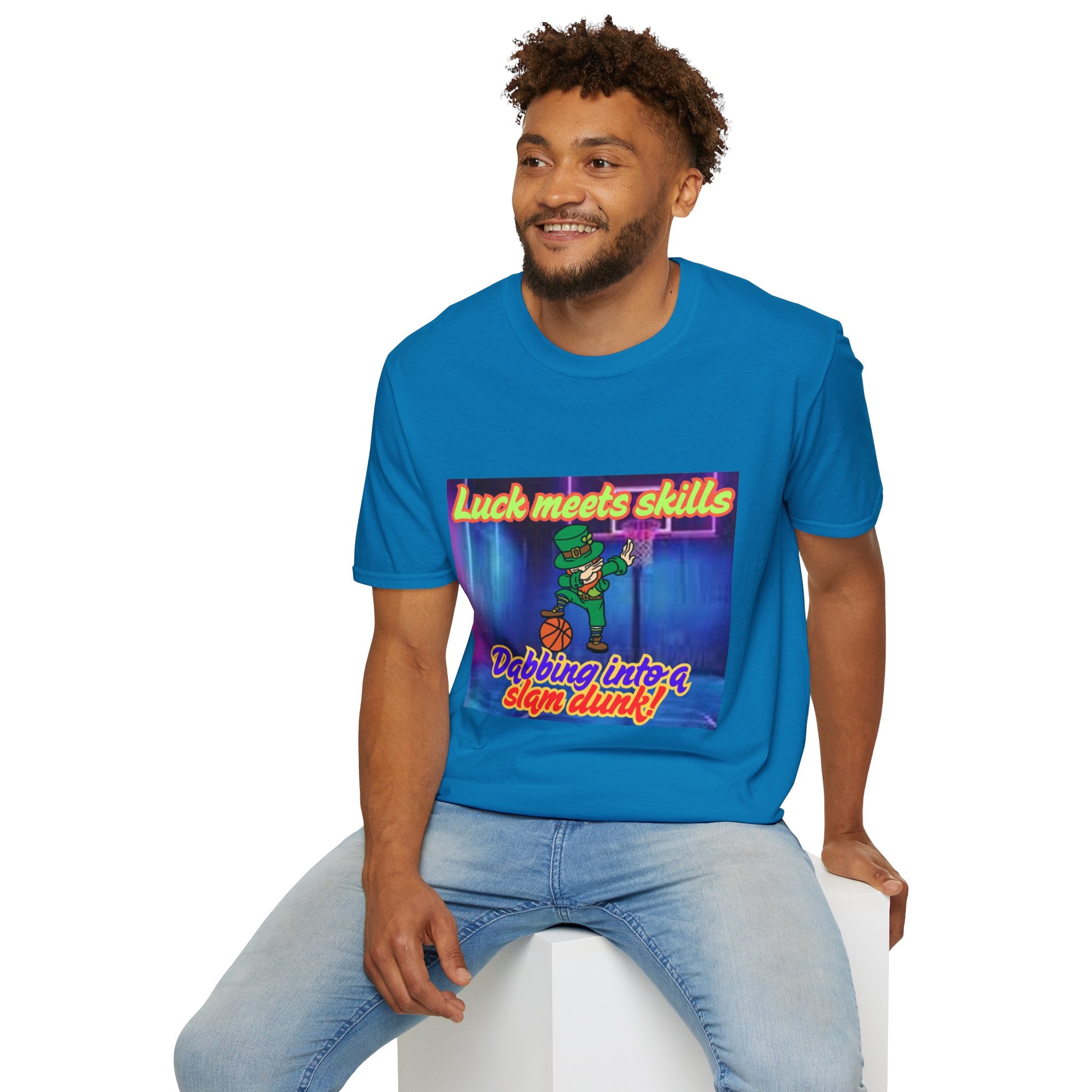 Luck Meets Skills Dabbing Into A Slam Dunk! Unisex Softstyle T-Shirt