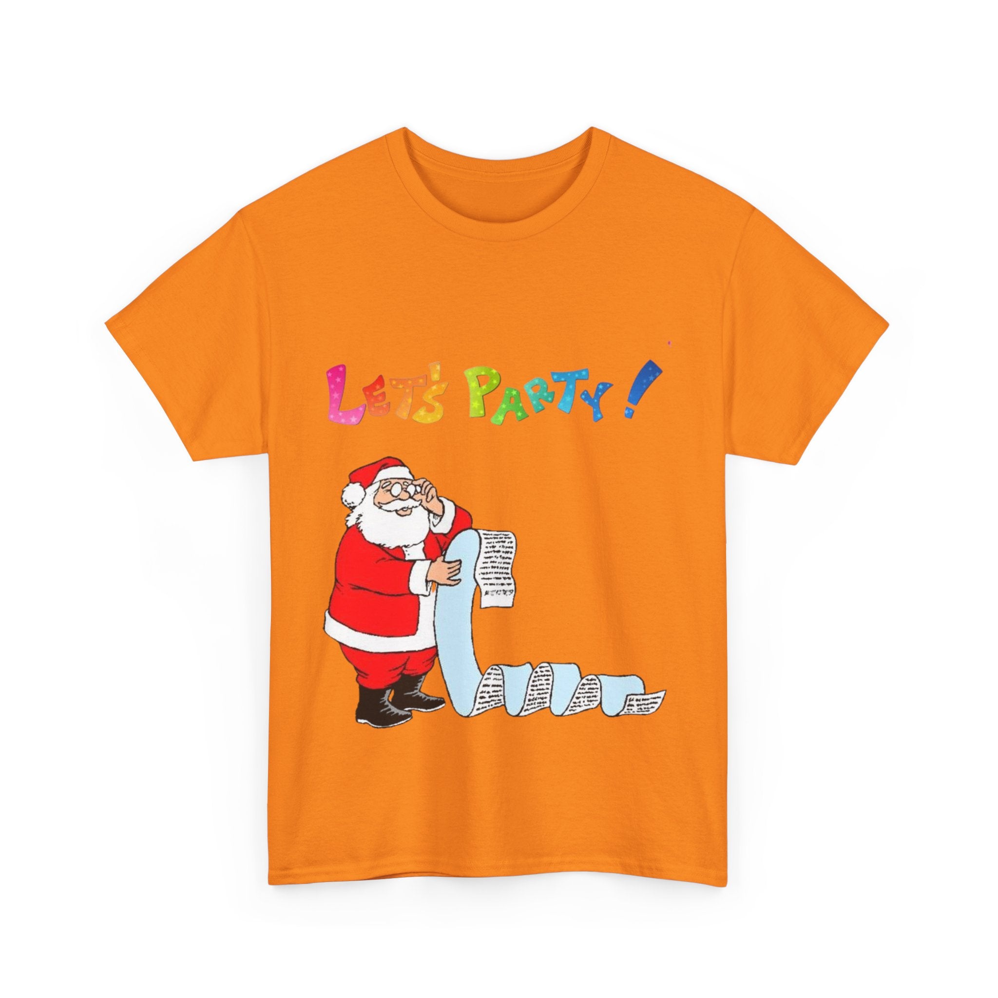 Let's Party! Santa Checking His List Unisex Heavy Cotton T-Shirt