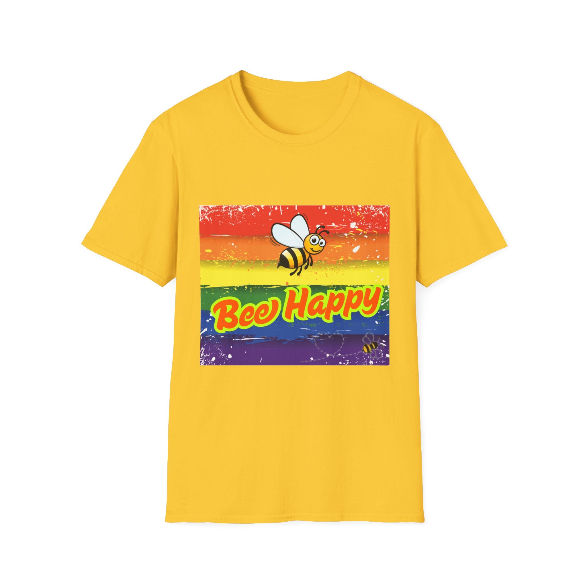 Bee Happy Rainbow Unisex Softstyle T-Shirt