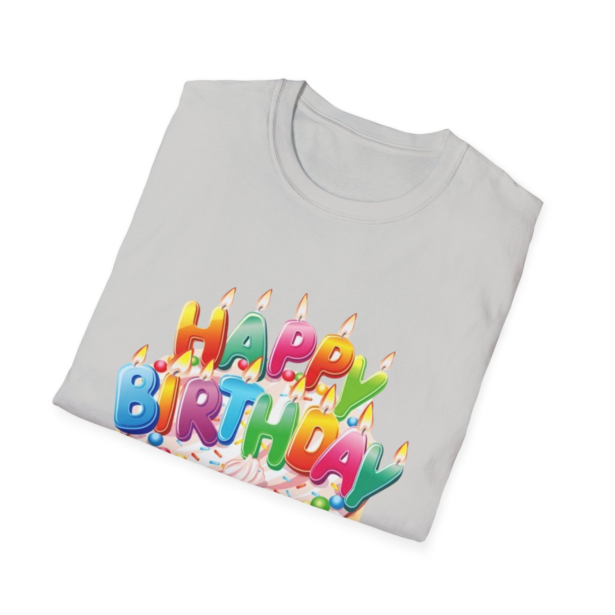 Happy Birthday Cake Unisex Softstyle T-Shirt-Personalize It!