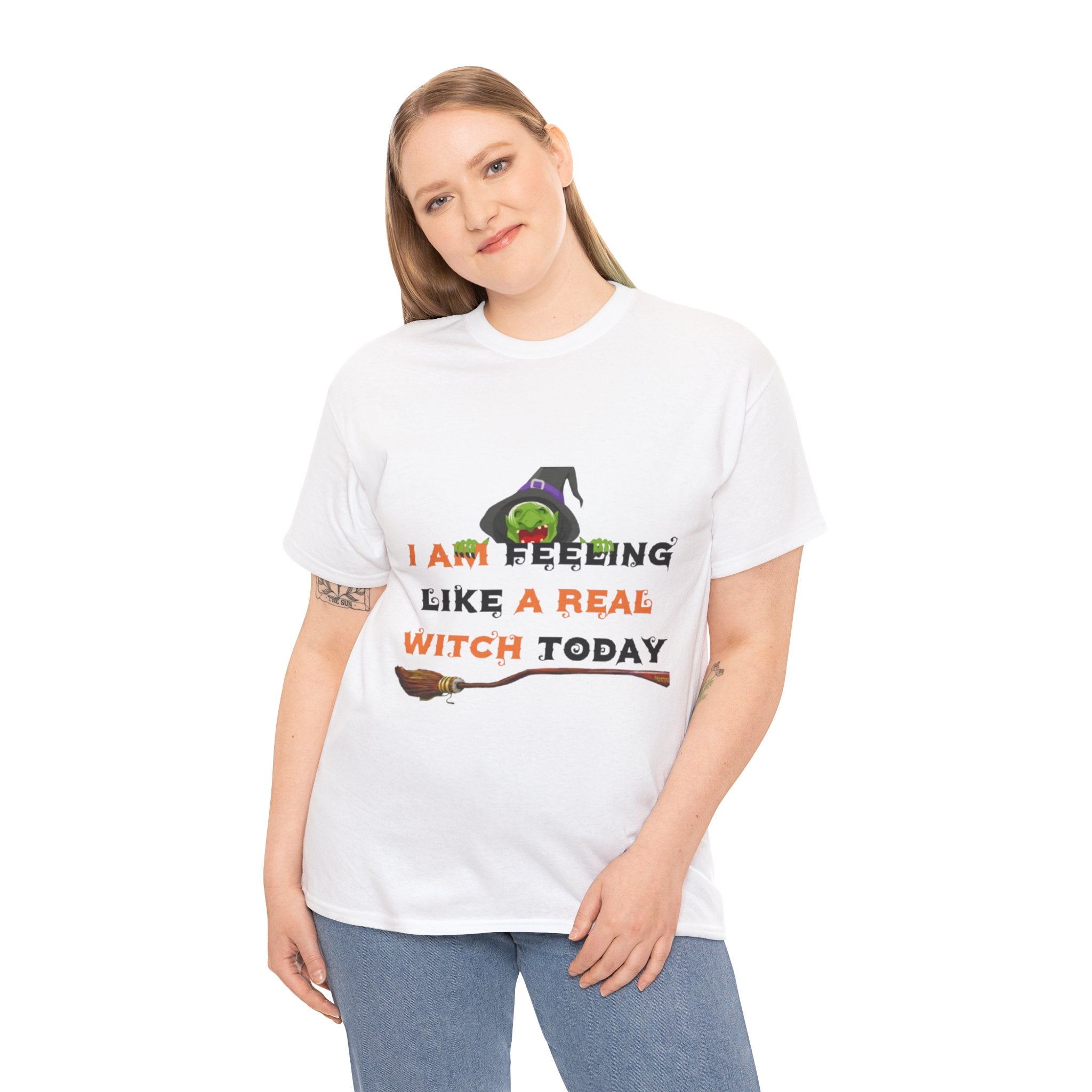 I Am Feeling Like A Real Witch Today Unisex Heavy Cotton Short Sleeve T-Shirt