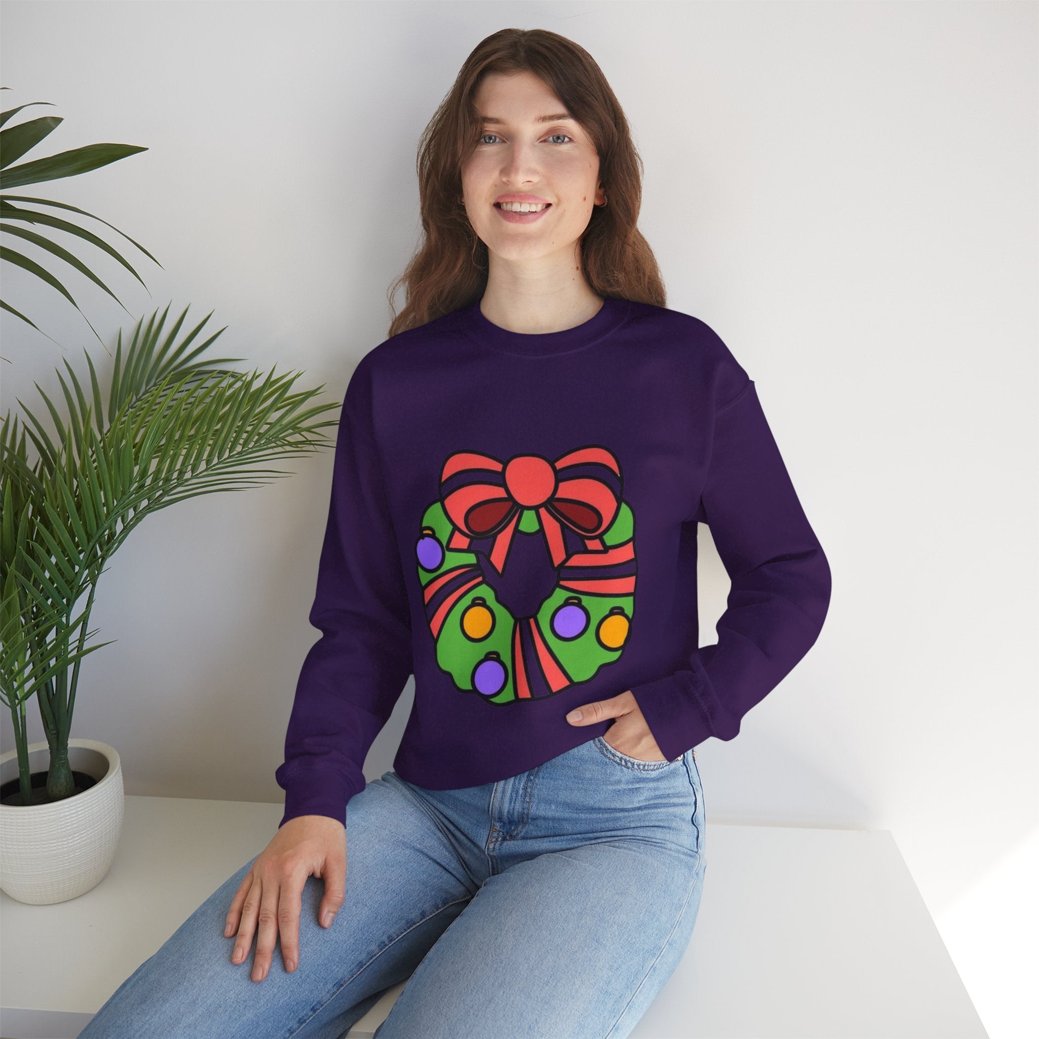 Holiday Wreath Unisex Heavy Blend™ Crewneck Sweatshirt