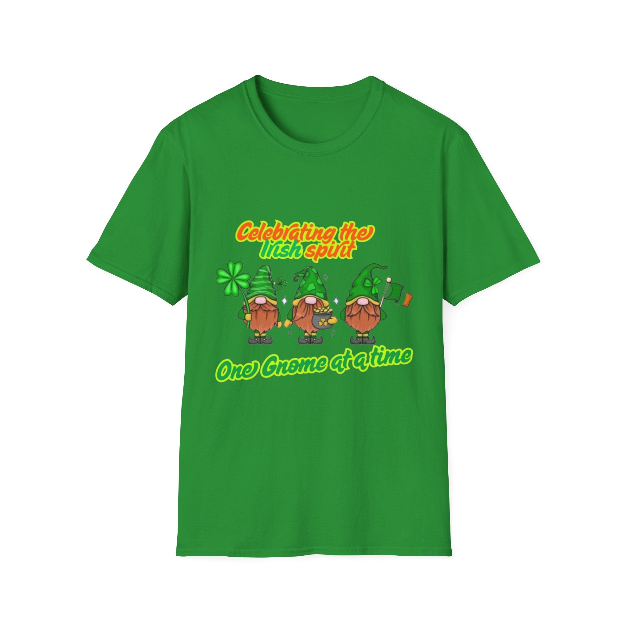 Celebrating the Irish Spirit One Gnome At A Time Unisex Softstyle T-Shirt
