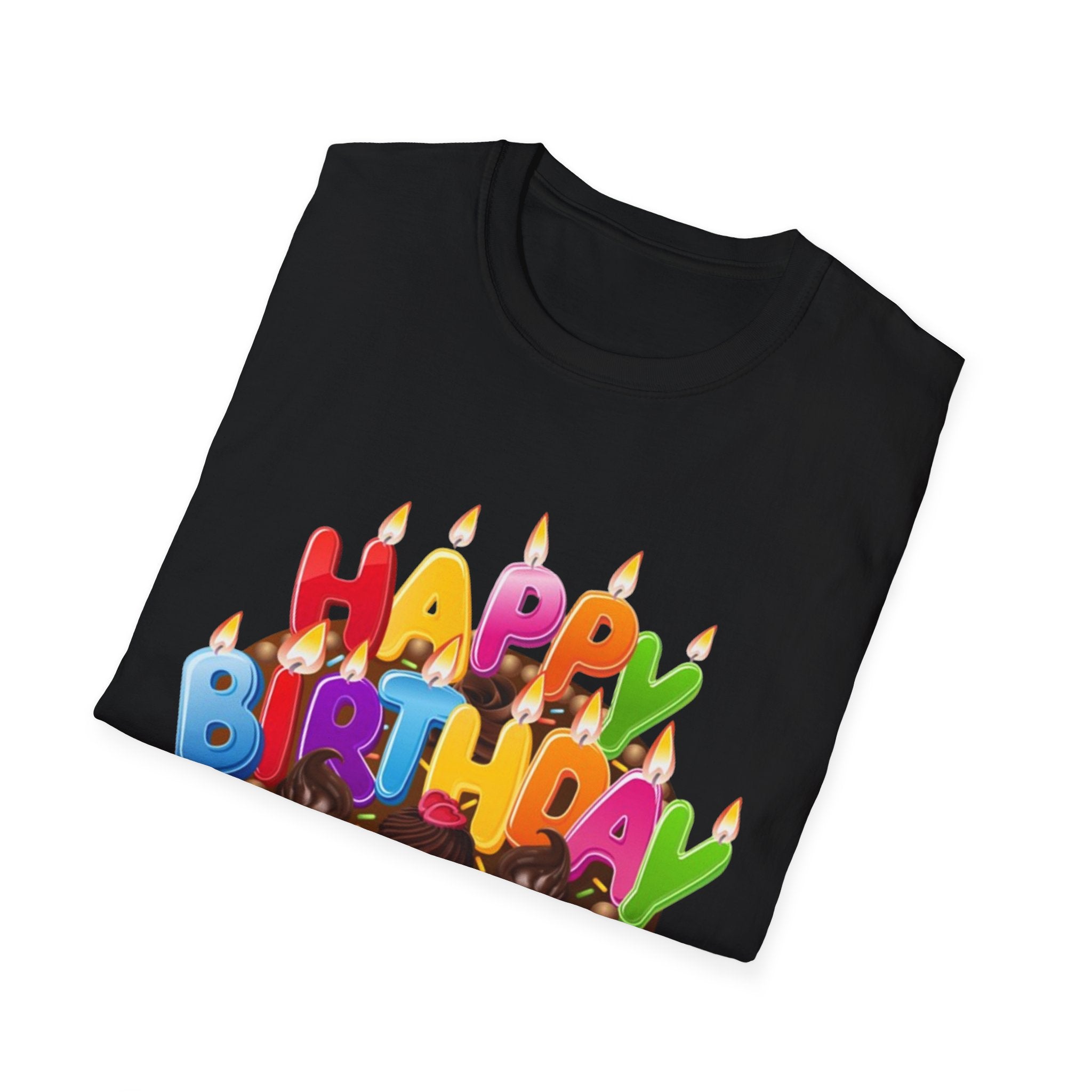 Happy Birthday Cake Unisex Softstyle T-Shirt Personalize It!