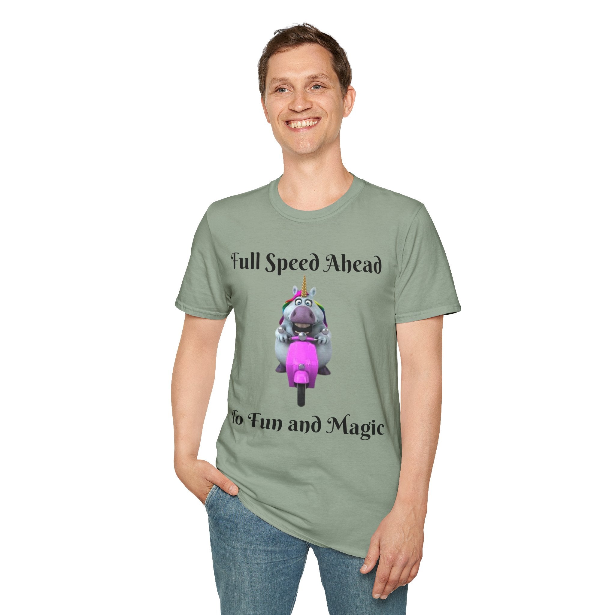 Full Speed Ahead To Fun And Magic Unicorn Unisex Softstyle T-Shirt