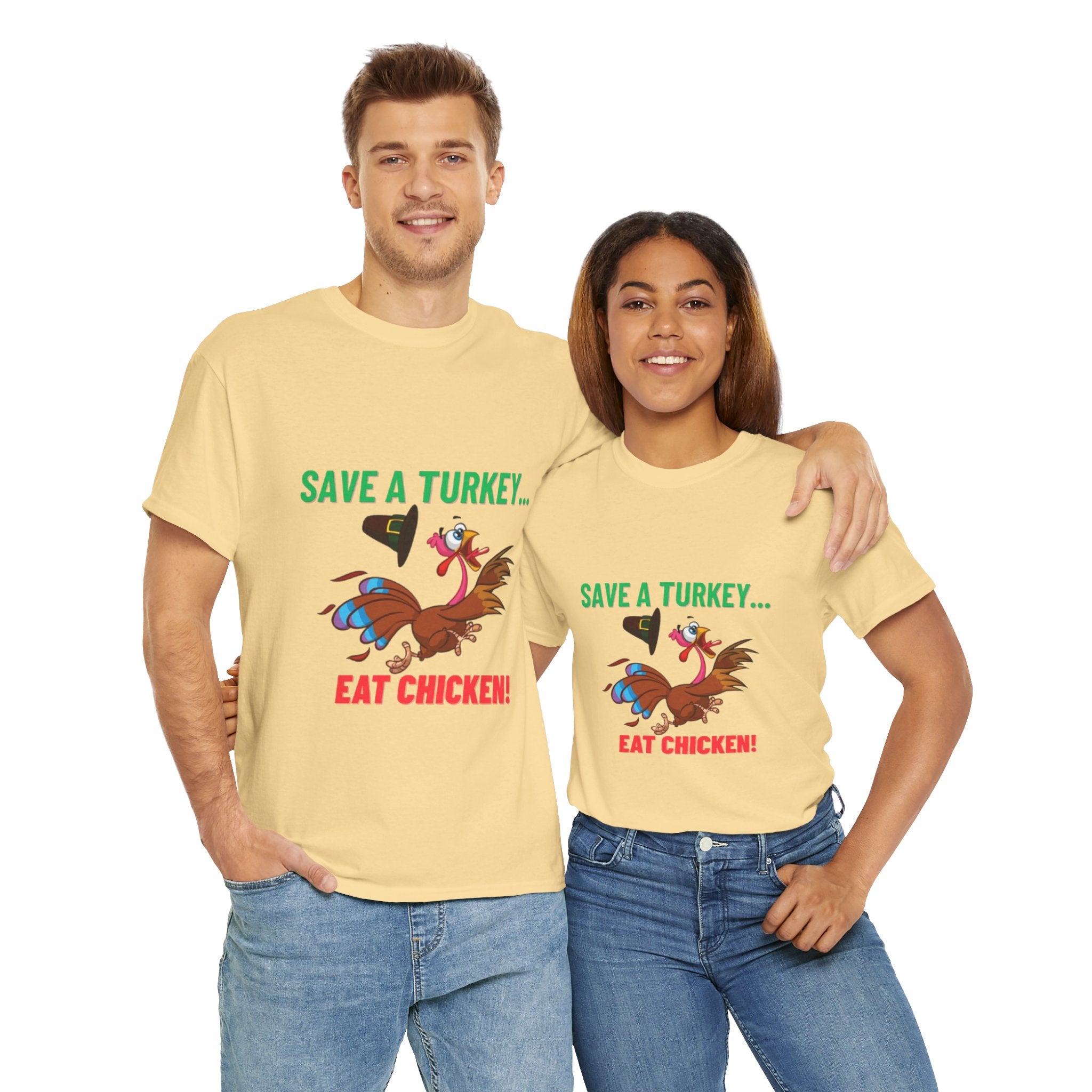 Save a Turkey... Eat Chicken Unisex Heavy Cotton T-Shirt