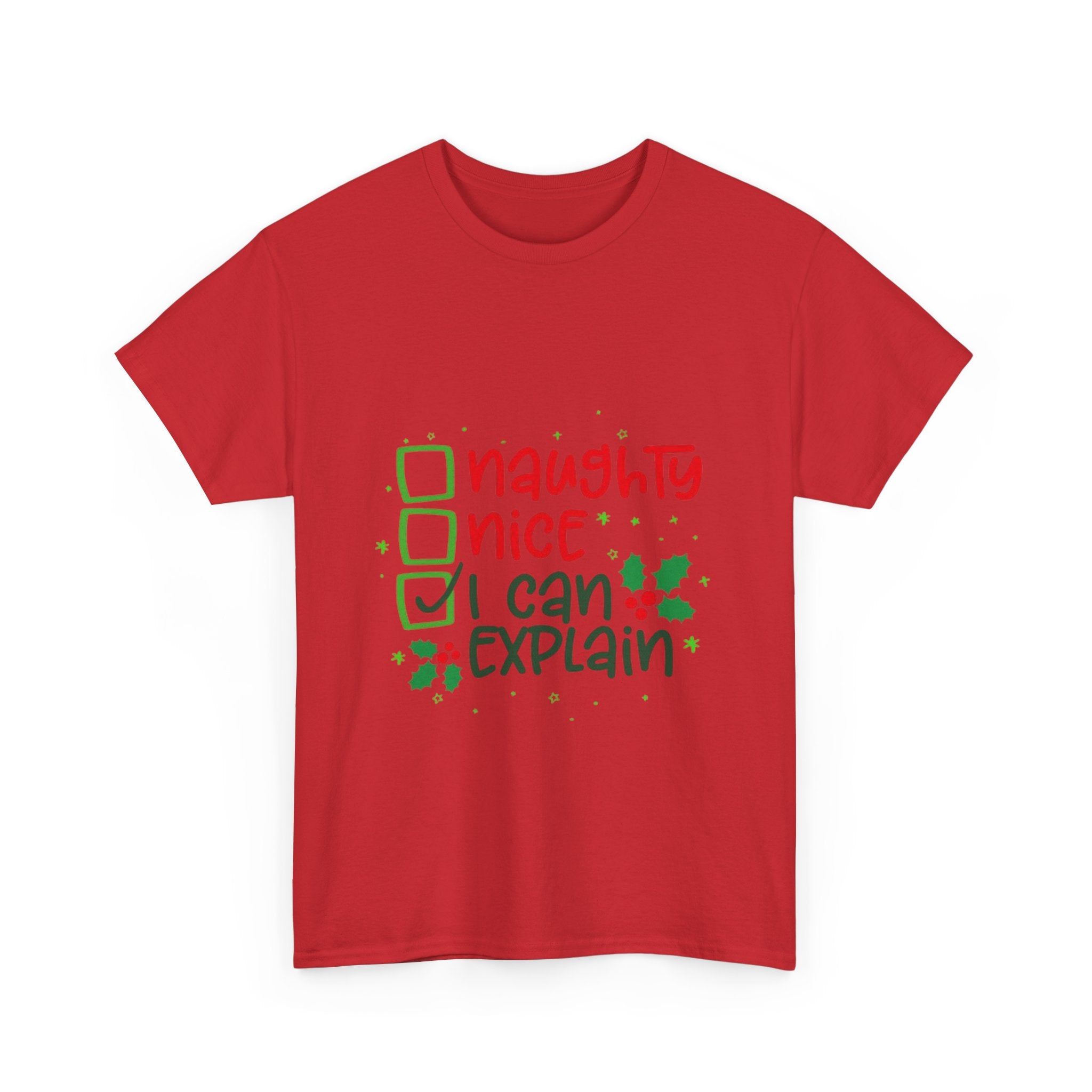 Naughty, Nice, I Can Explain Unisex Heavy Cotton T-Shirt