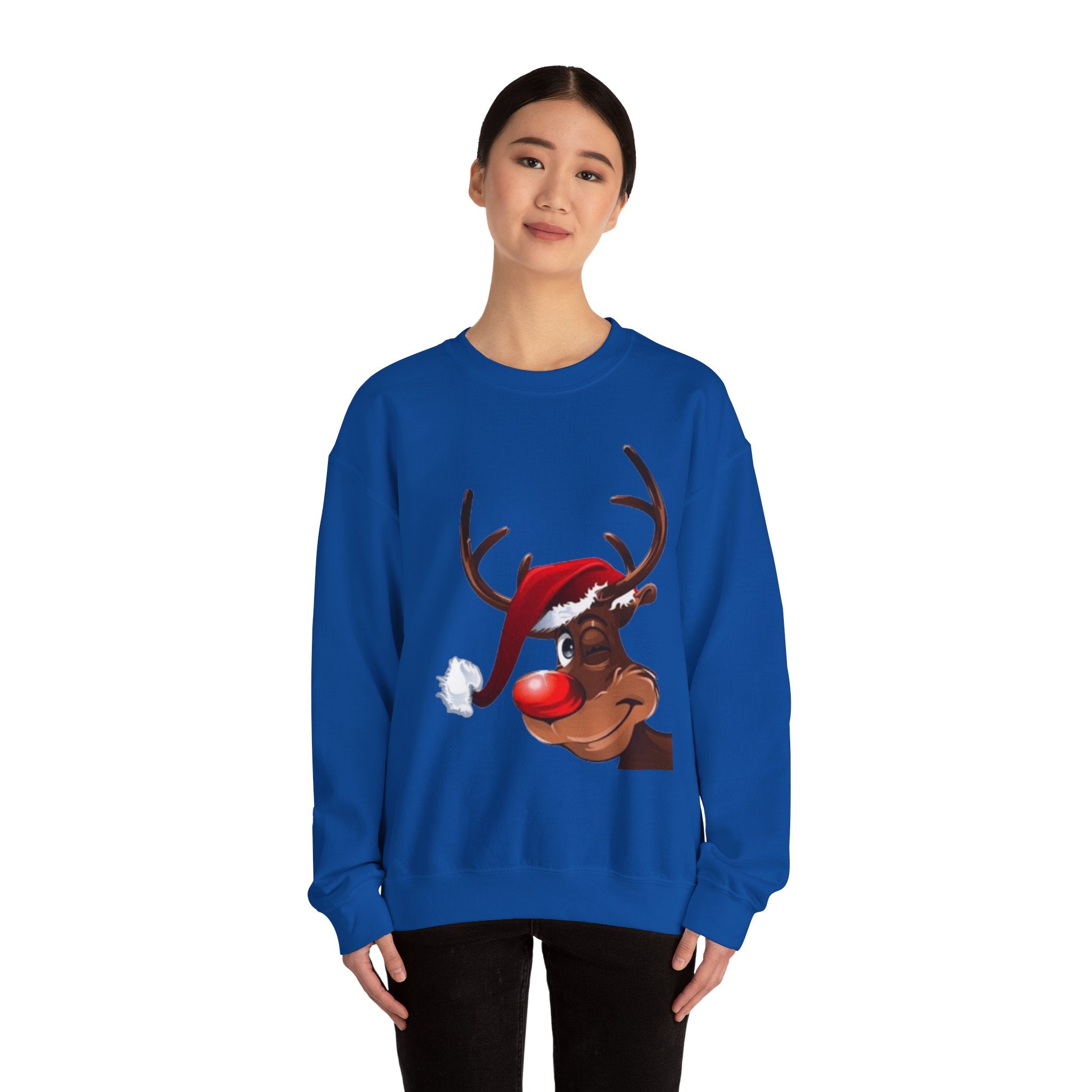 Festive Reindeer Unisex Heavy Blend™ Crewneck Sweatshirt