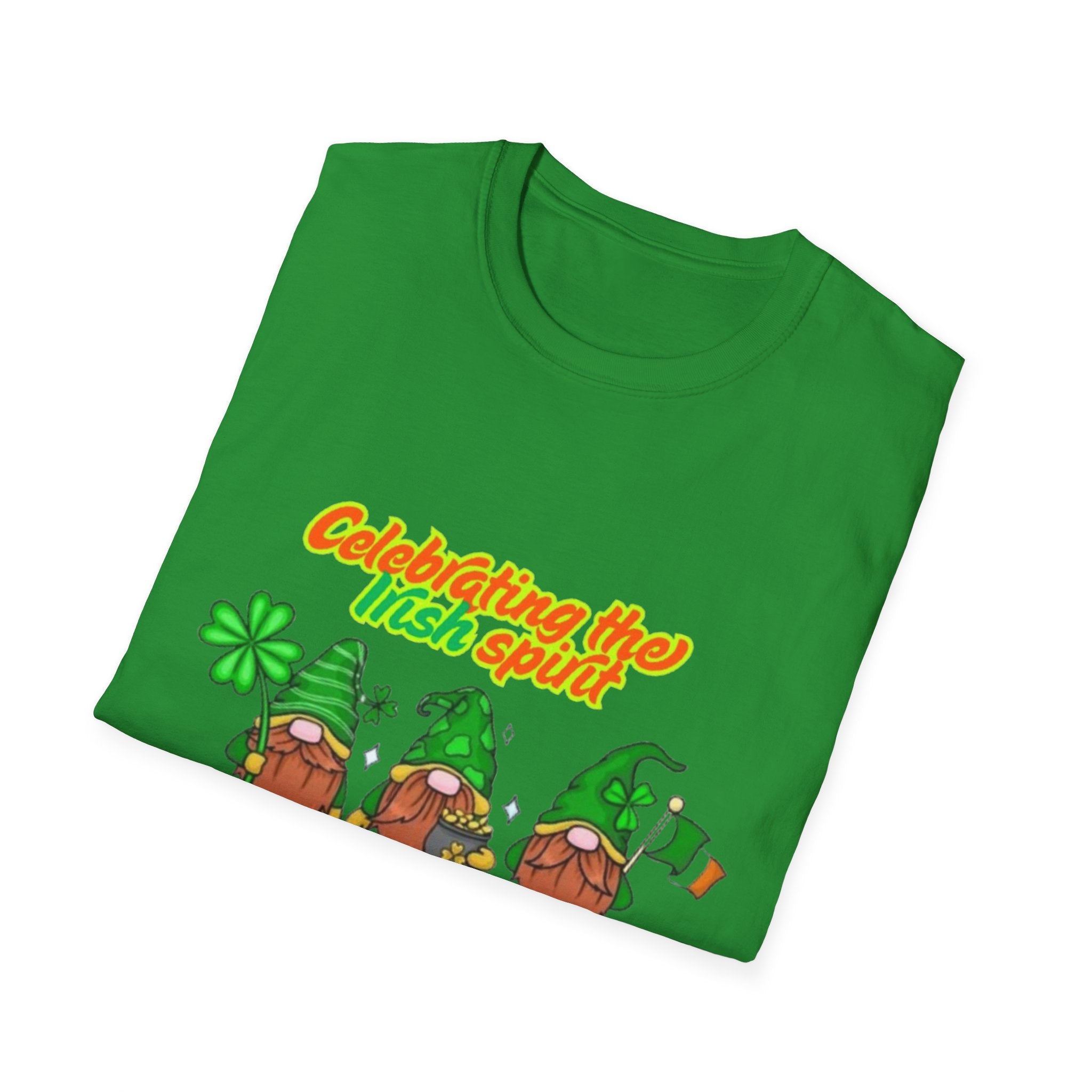 Celebrating the Irish Spirit One Gnome At A Time Unisex Softstyle T-Shirt