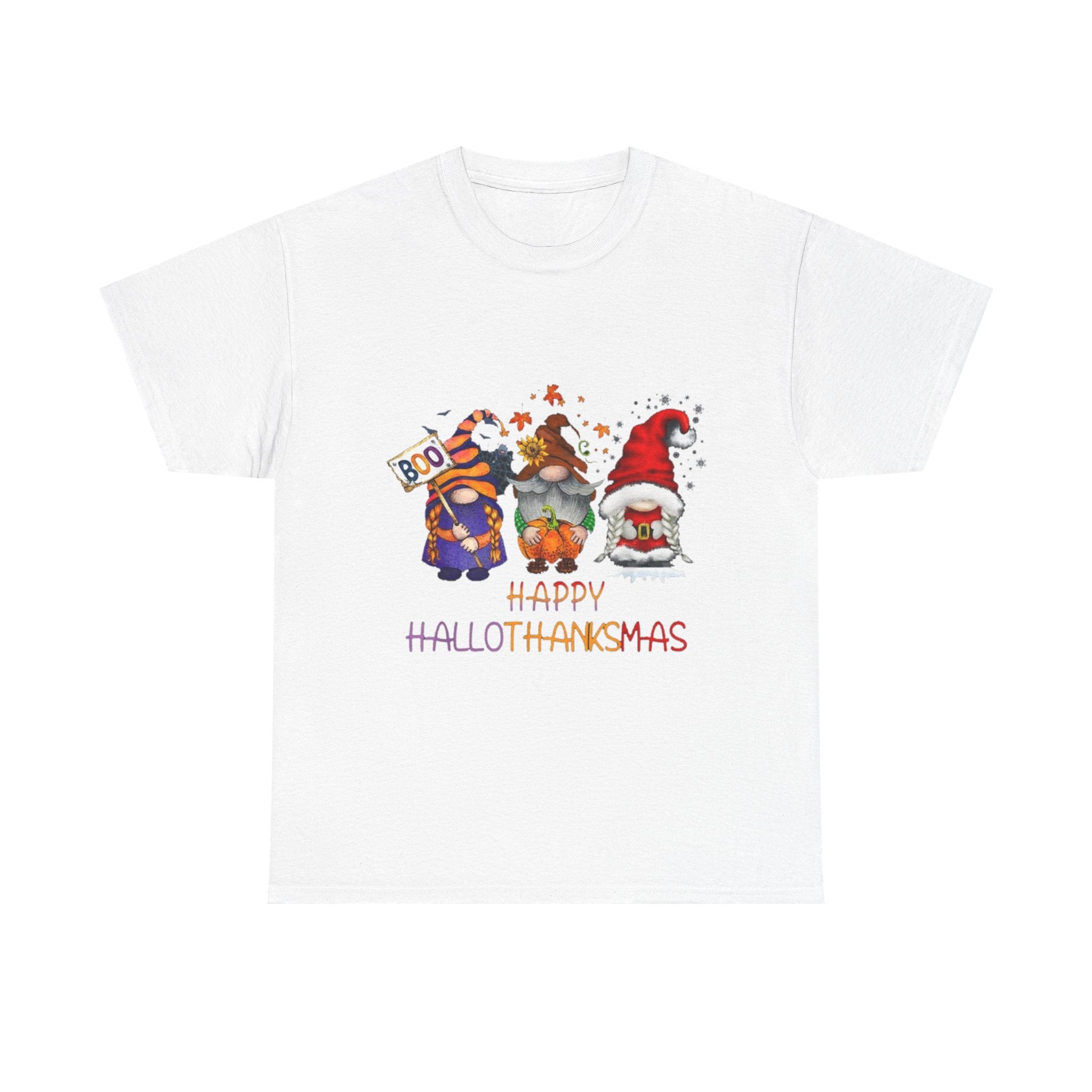 Happy Hallothanksmas Gnome Unisex Heavy Cotton T-Shirt