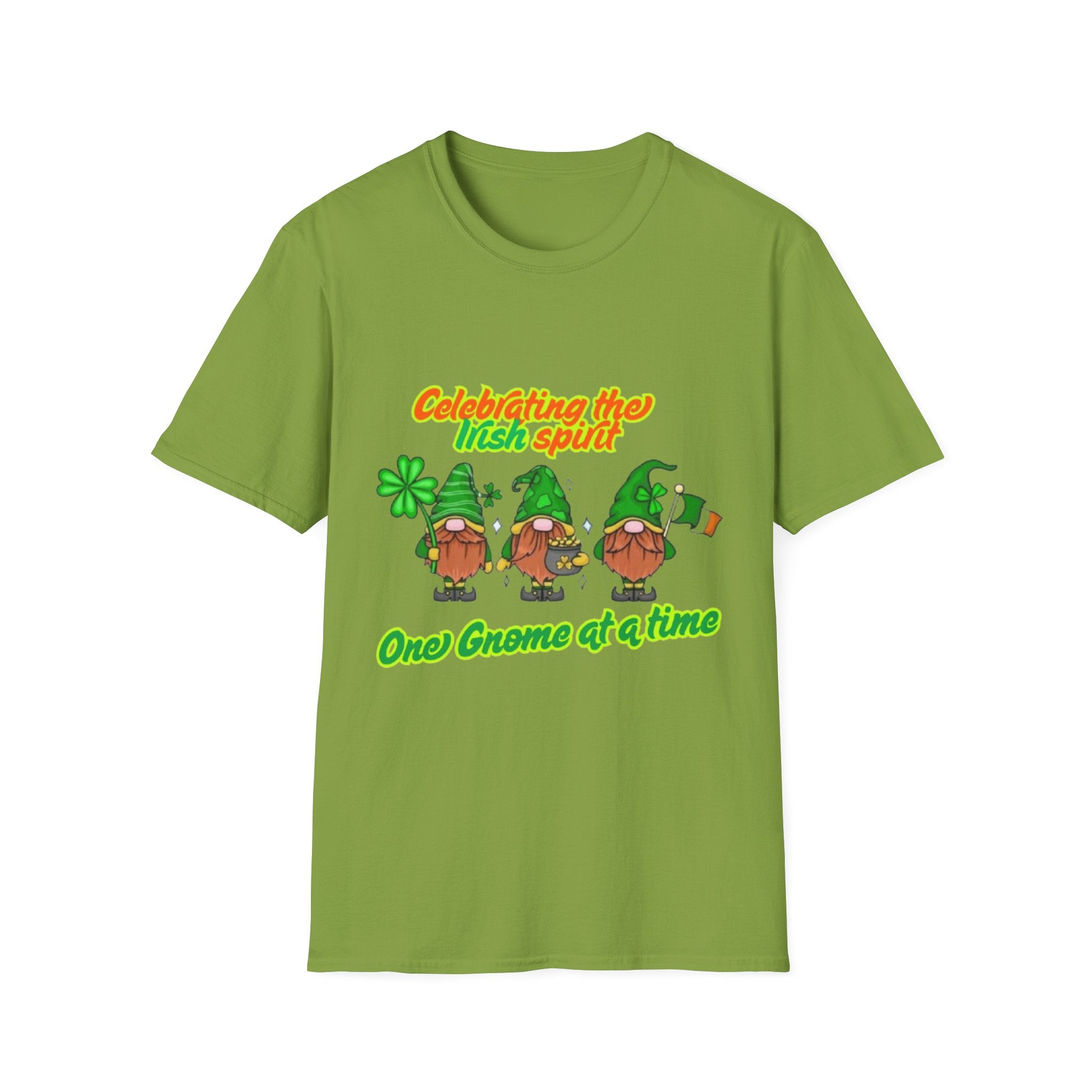 Celebrating the Irish Spirit One Gnome At A Time Unisex Softstyle T-Shirt