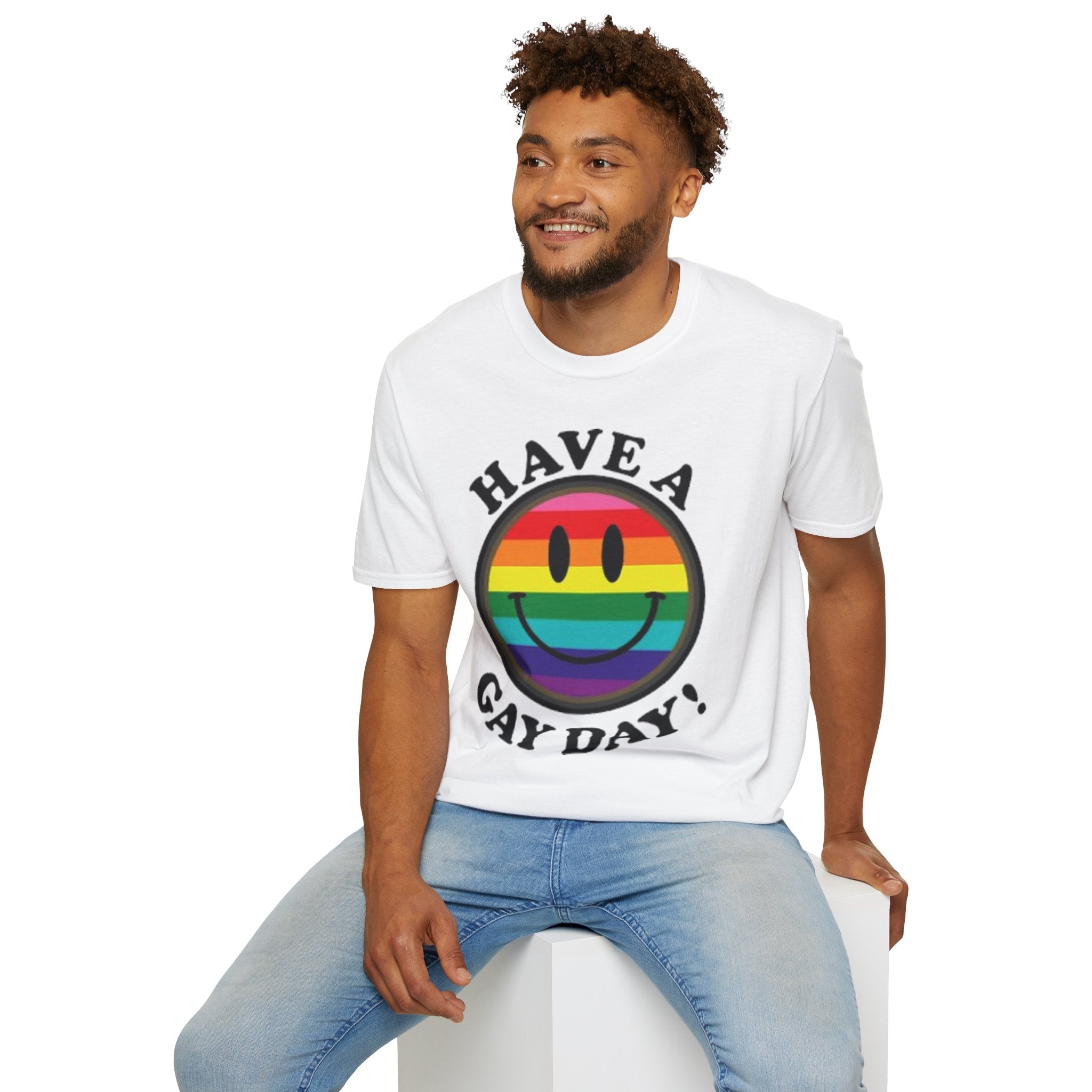 Have A Gay Day Rainbow Smile Unisex Softstyle T-Shirt