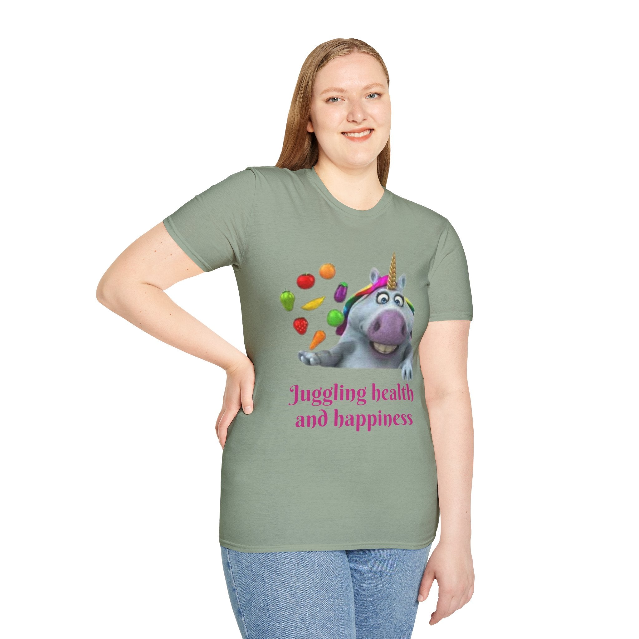 Juggling Health And Happiness Unicorn Unisex Softstyle T-Shirt
