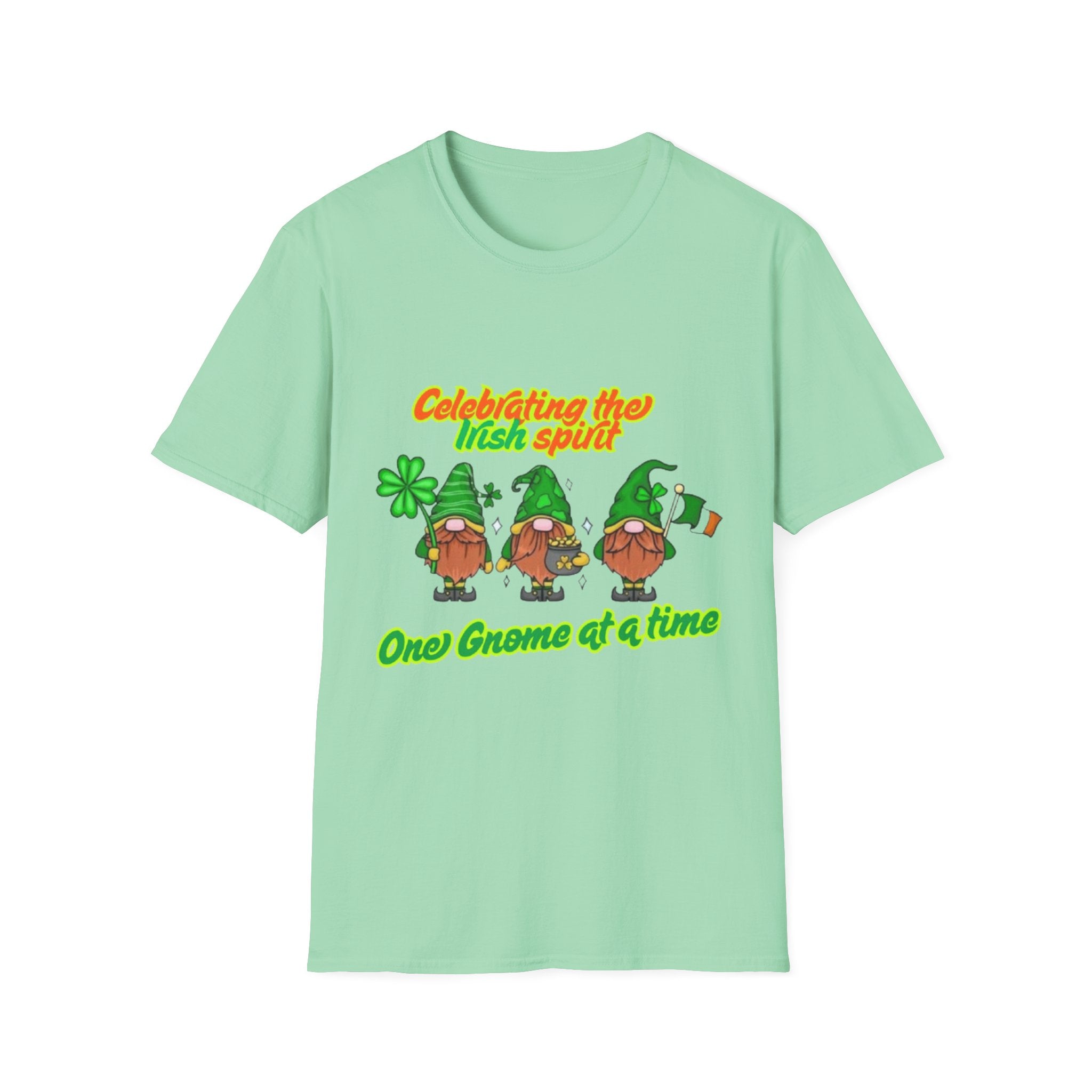Celebrating the Irish Spirit One Gnome At A Time Unisex Softstyle T-Shirt