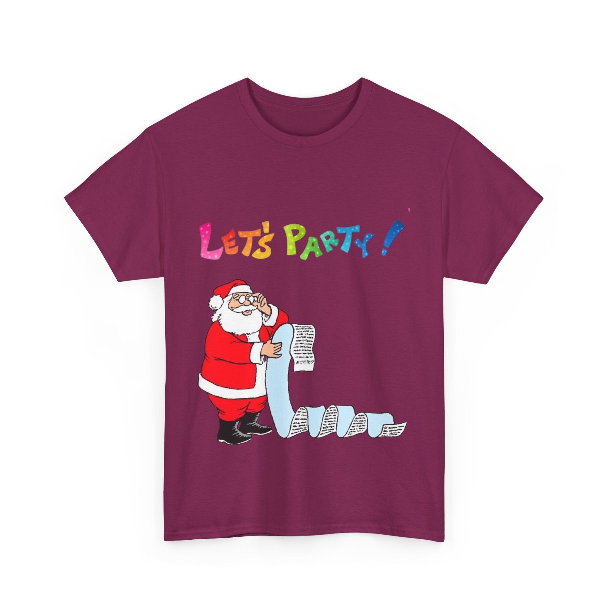 Let's Party! Santa Checking His List Unisex Heavy Cotton T-Shirt