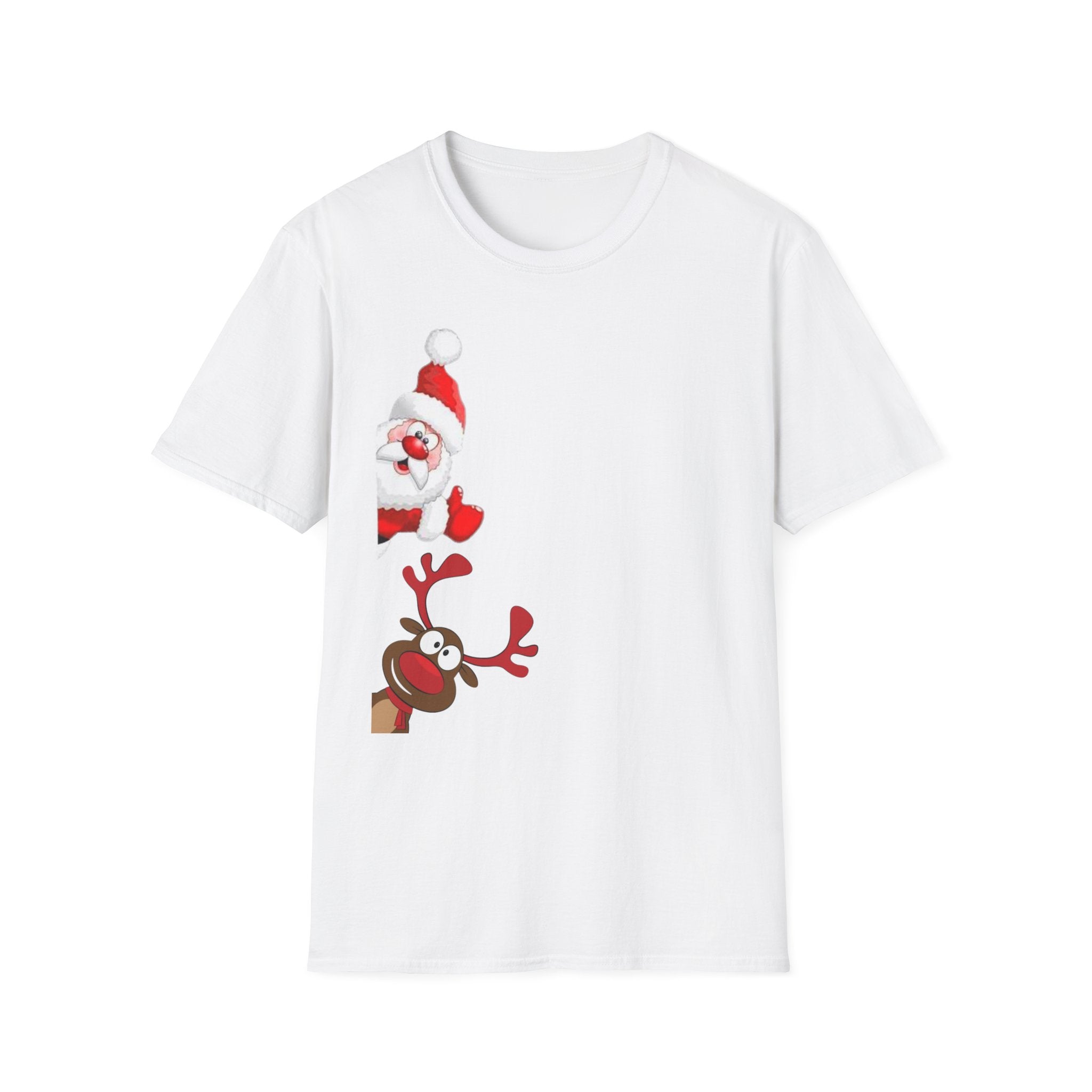 Christmas Santa and Reindeer Unisex Softstyle T-Shirt