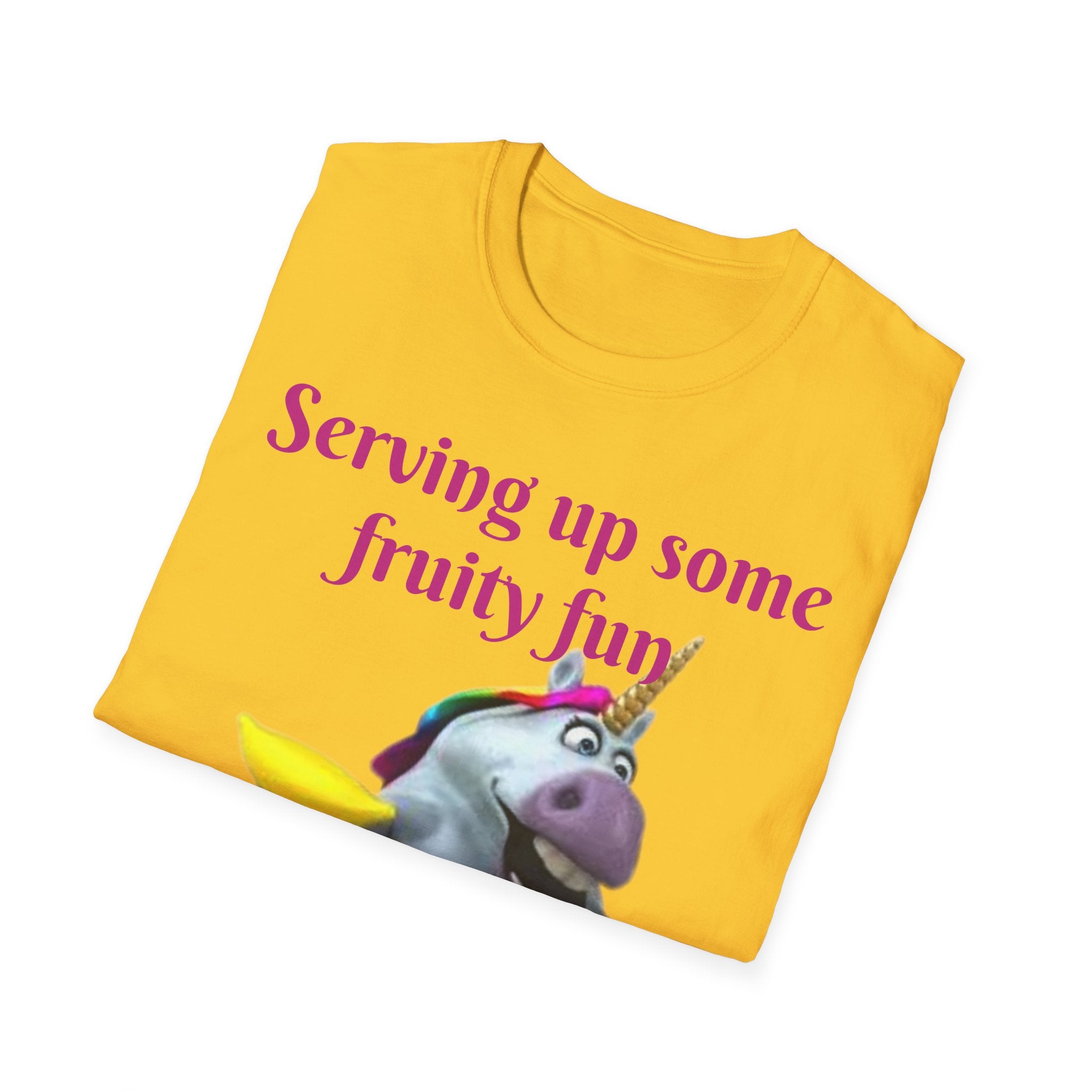 Serving Up Some Fruity Fun Let's Go Bananas Unicorn Unisex Softstyle T-Shirt