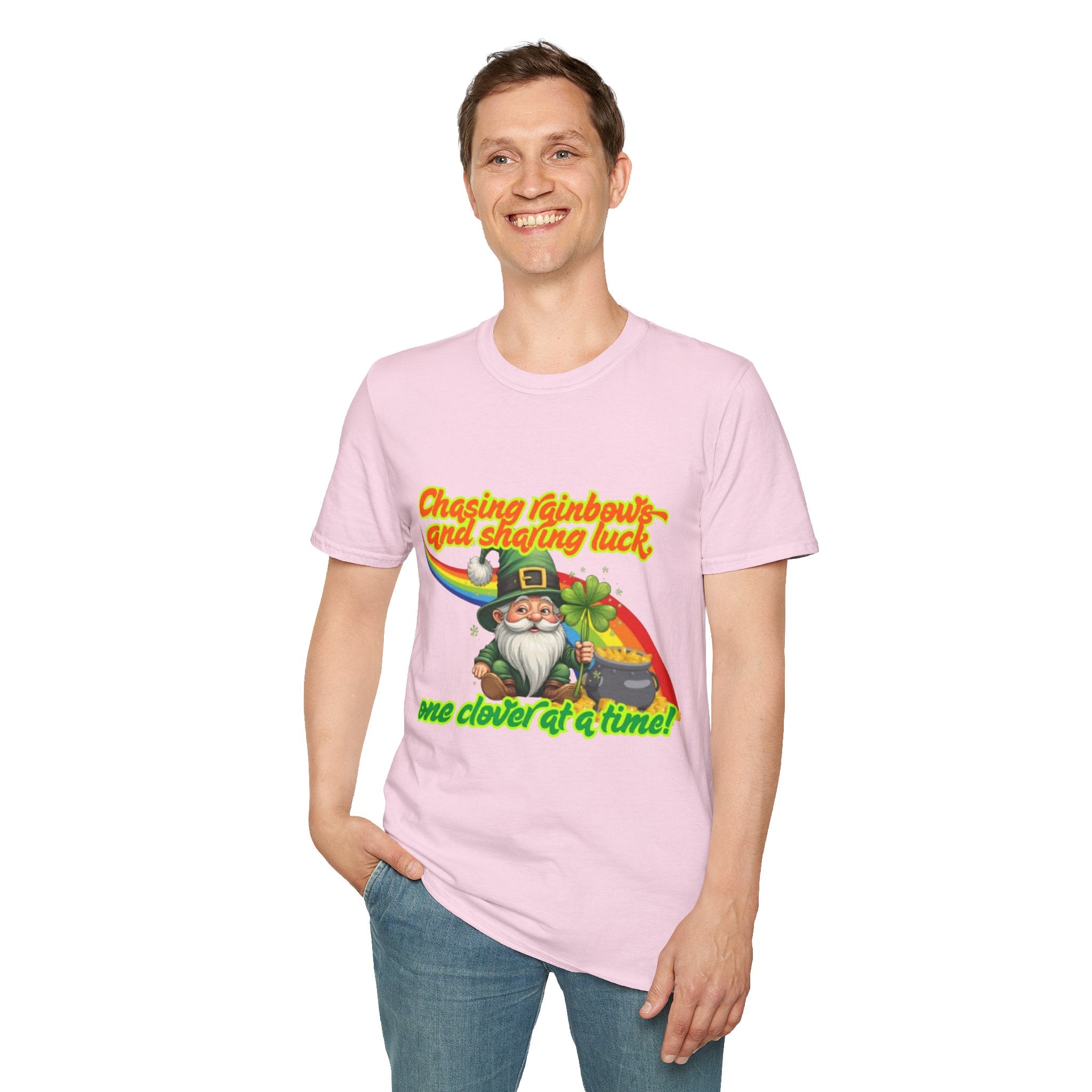 Chasing Rainbows And Sharing Luck, One Clover At A Time! Unisex Softstyle T-Shirt