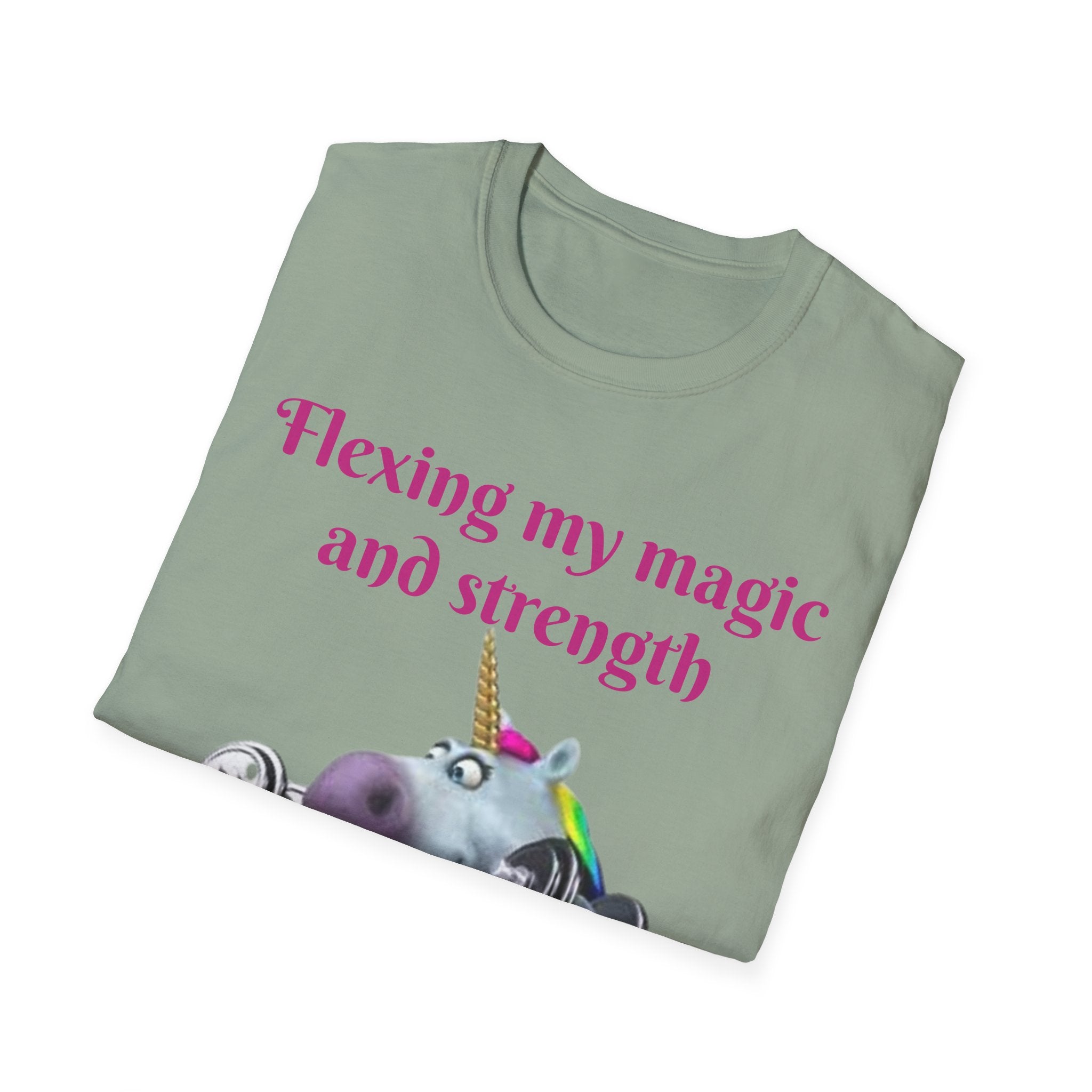 Flexing My Magic And Strength Unicorn Unisex Softstyle T-Shirt