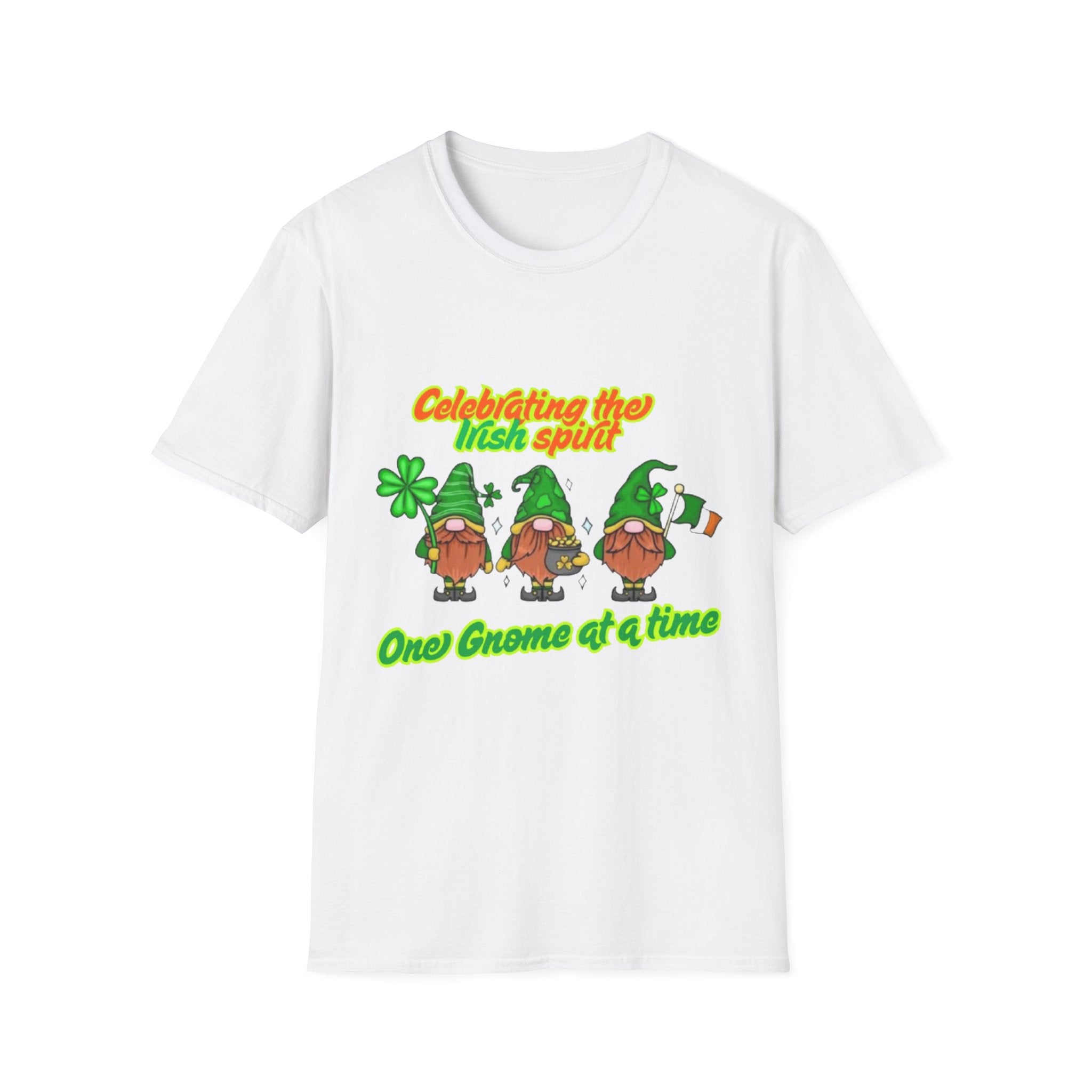 Celebrating the Irish Spirit One Gnome At A Time Unisex Softstyle T-Shirt