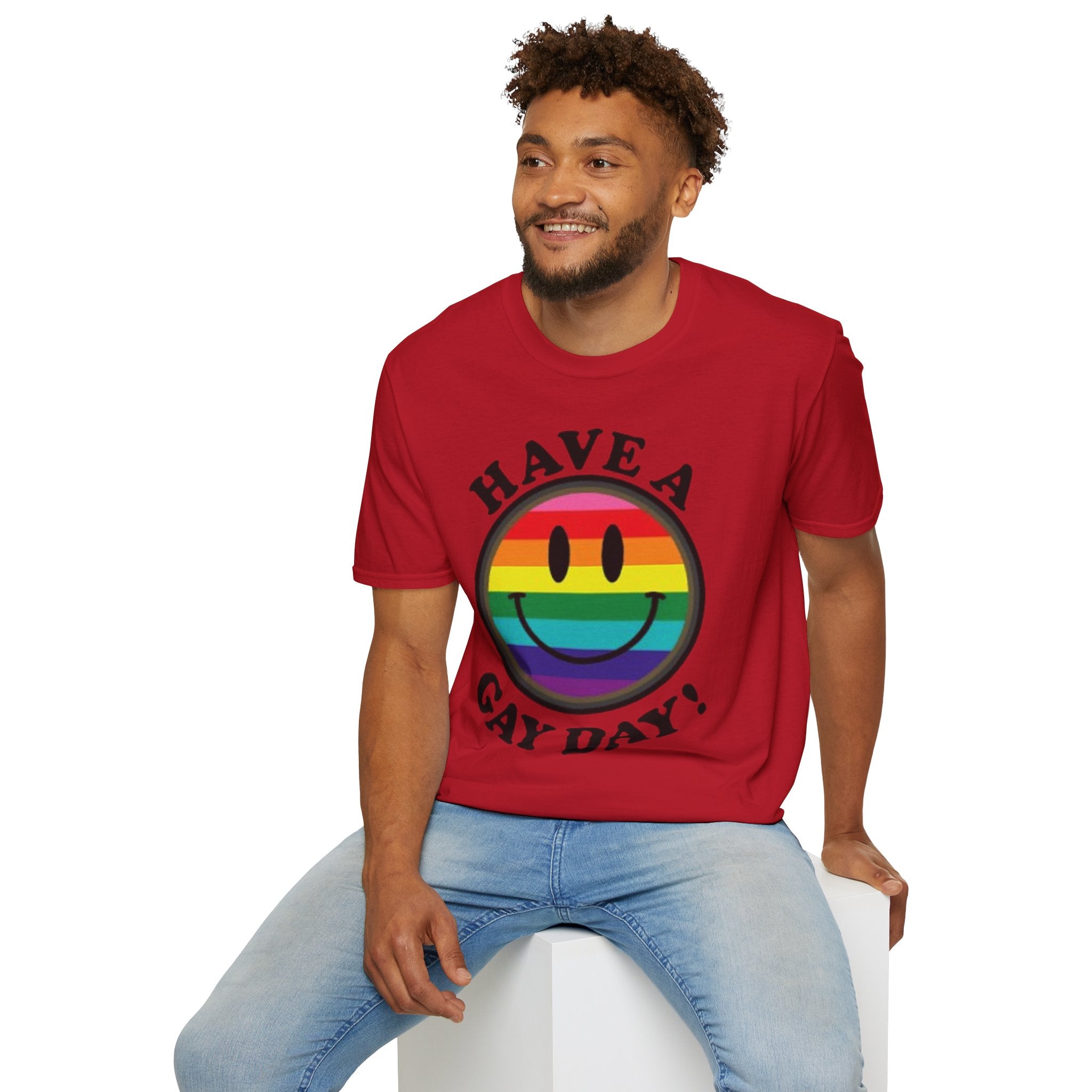 Have A Gay Day Rainbow Smile Unisex Softstyle T-Shirt