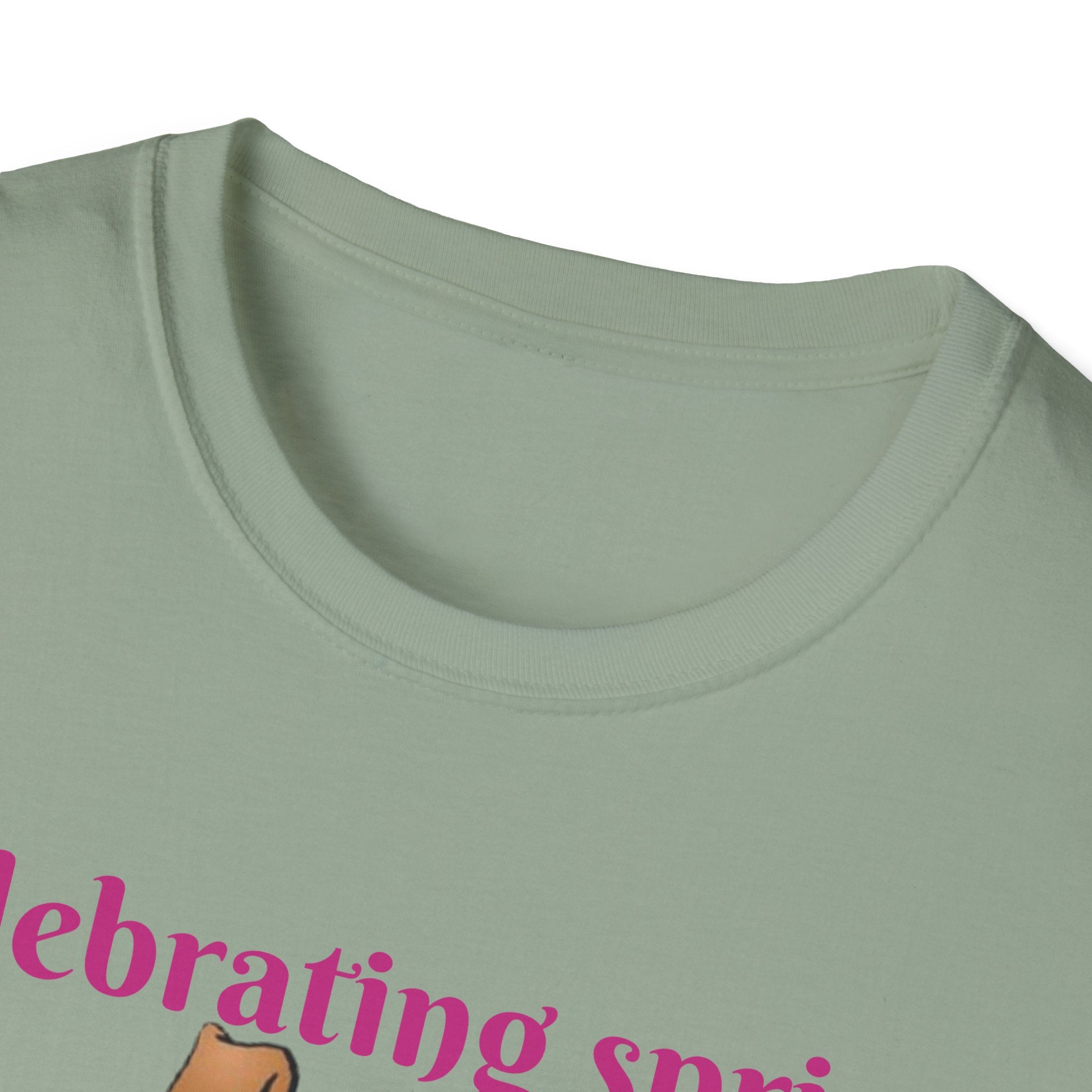 Celebrating Spring With Flowers And Friends Bunny Unisex Softstyle T-Shirt