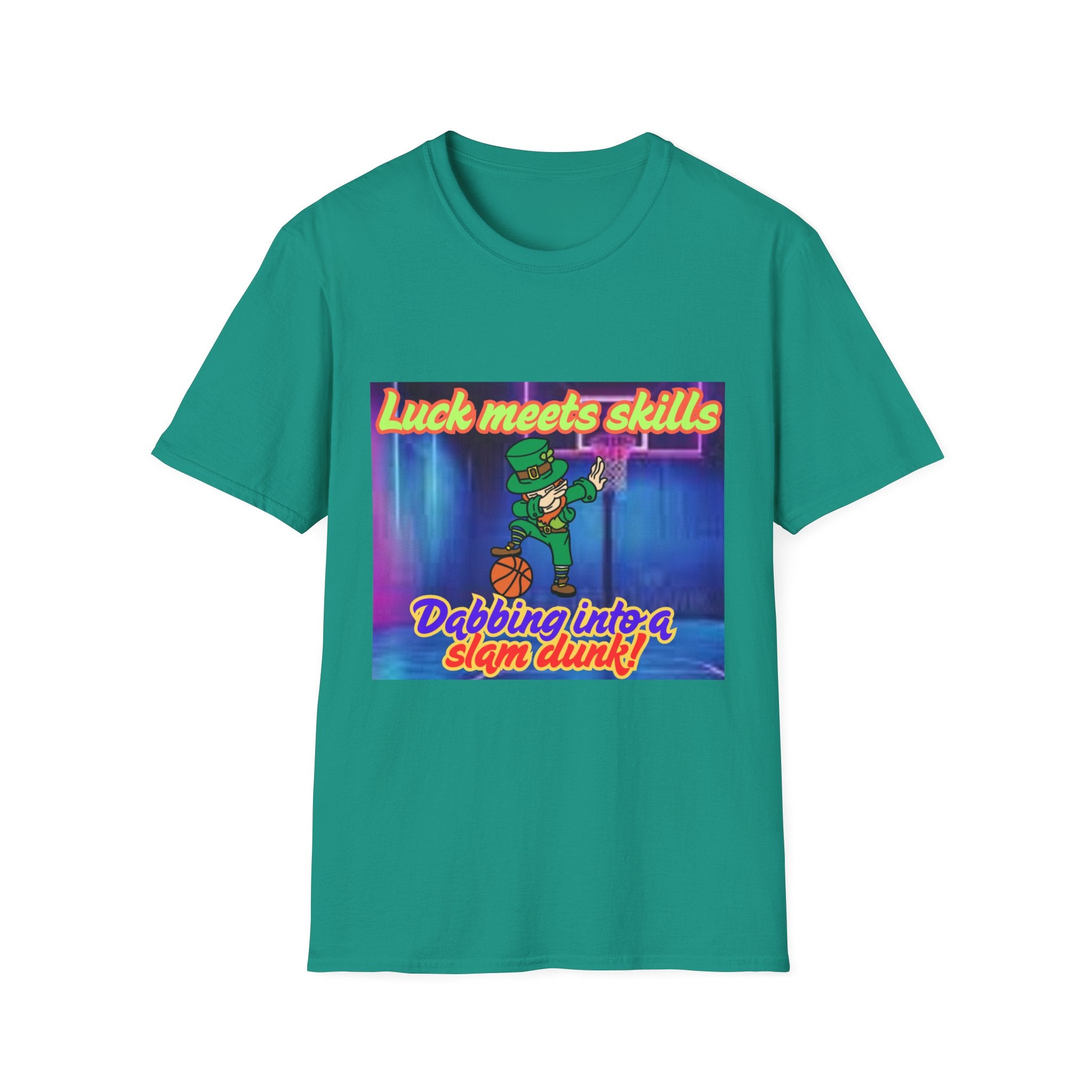 Luck Meets Skills Dabbing Into A Slam Dunk! Unisex Softstyle T-Shirt