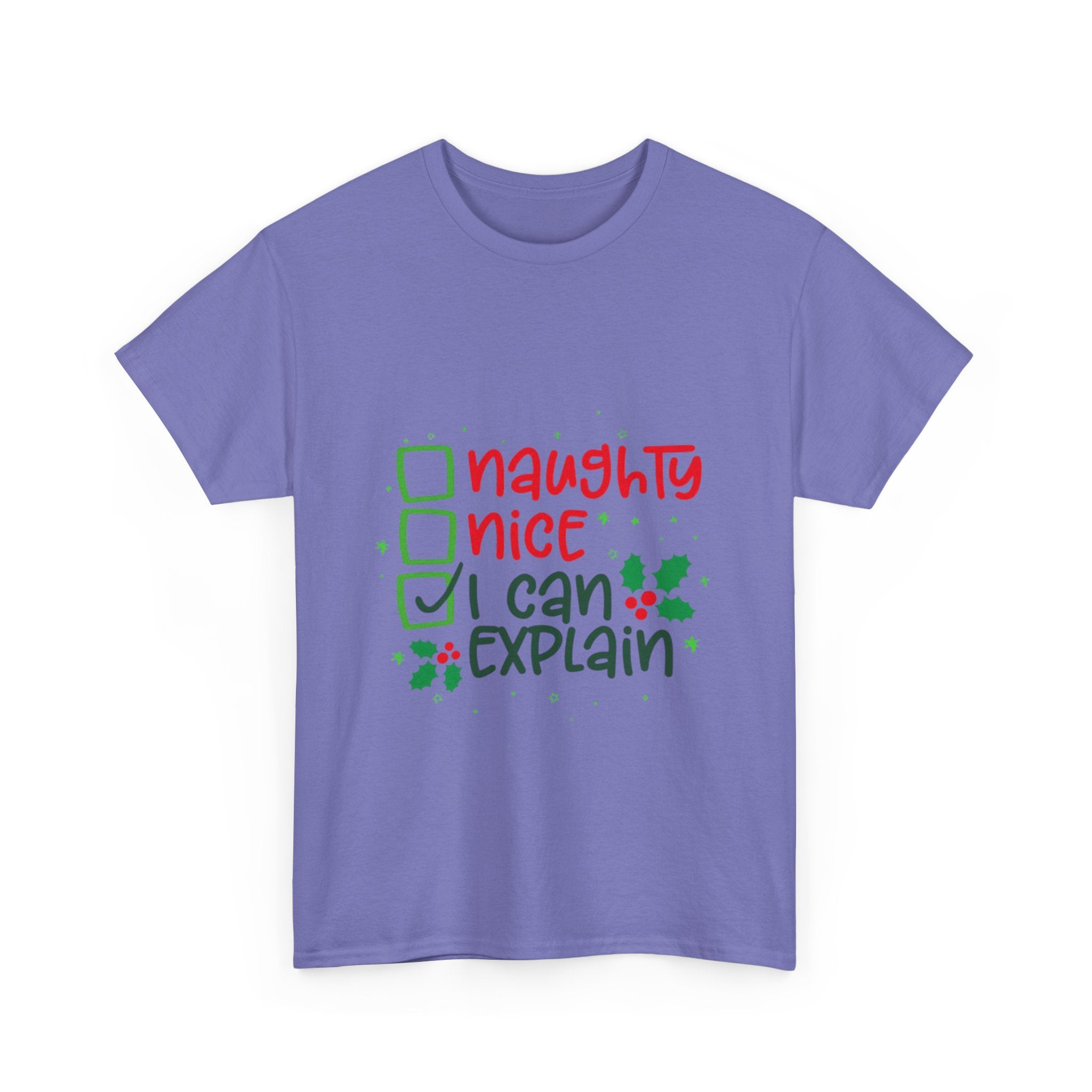 Naughty, Nice, I Can Explain Unisex Heavy Cotton T-Shirt