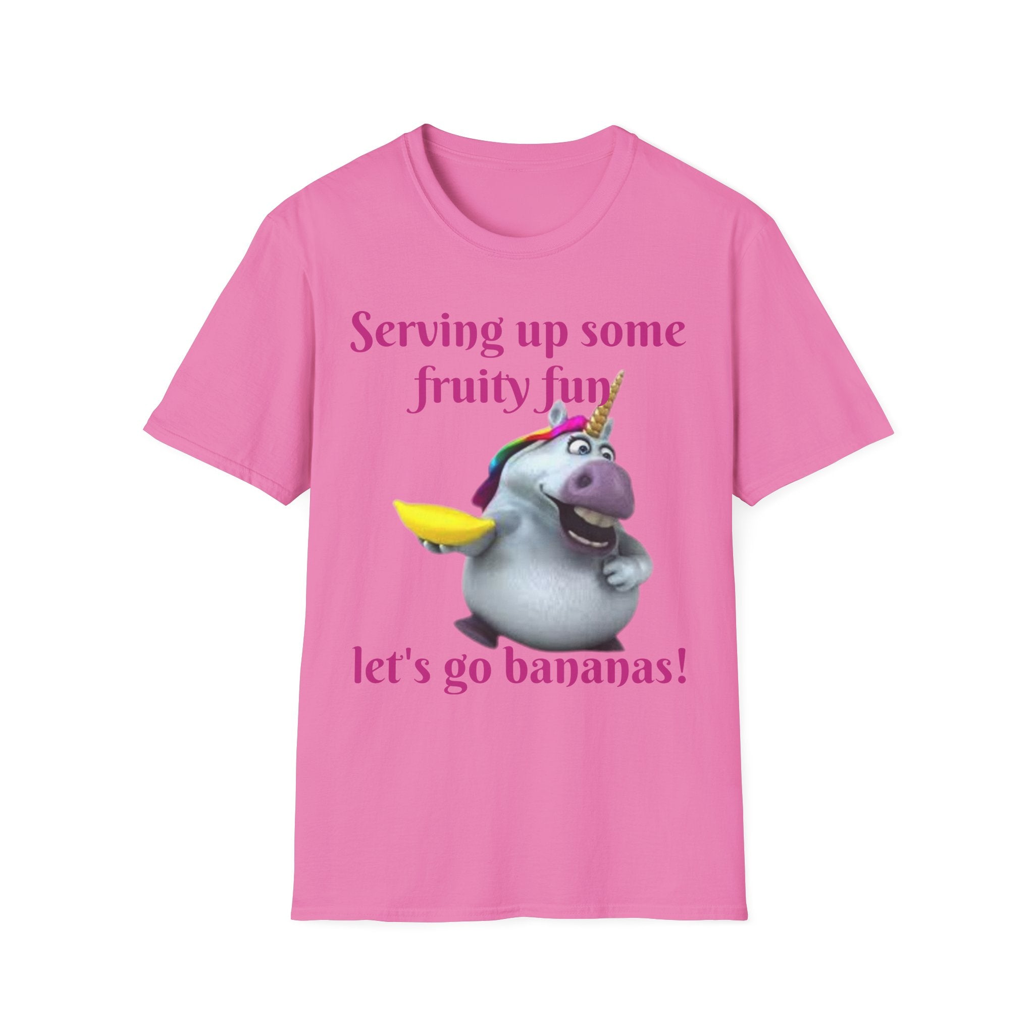 Serving Up Some Fruity Fun Let's Go Bananas Unicorn Unisex Softstyle T-Shirt