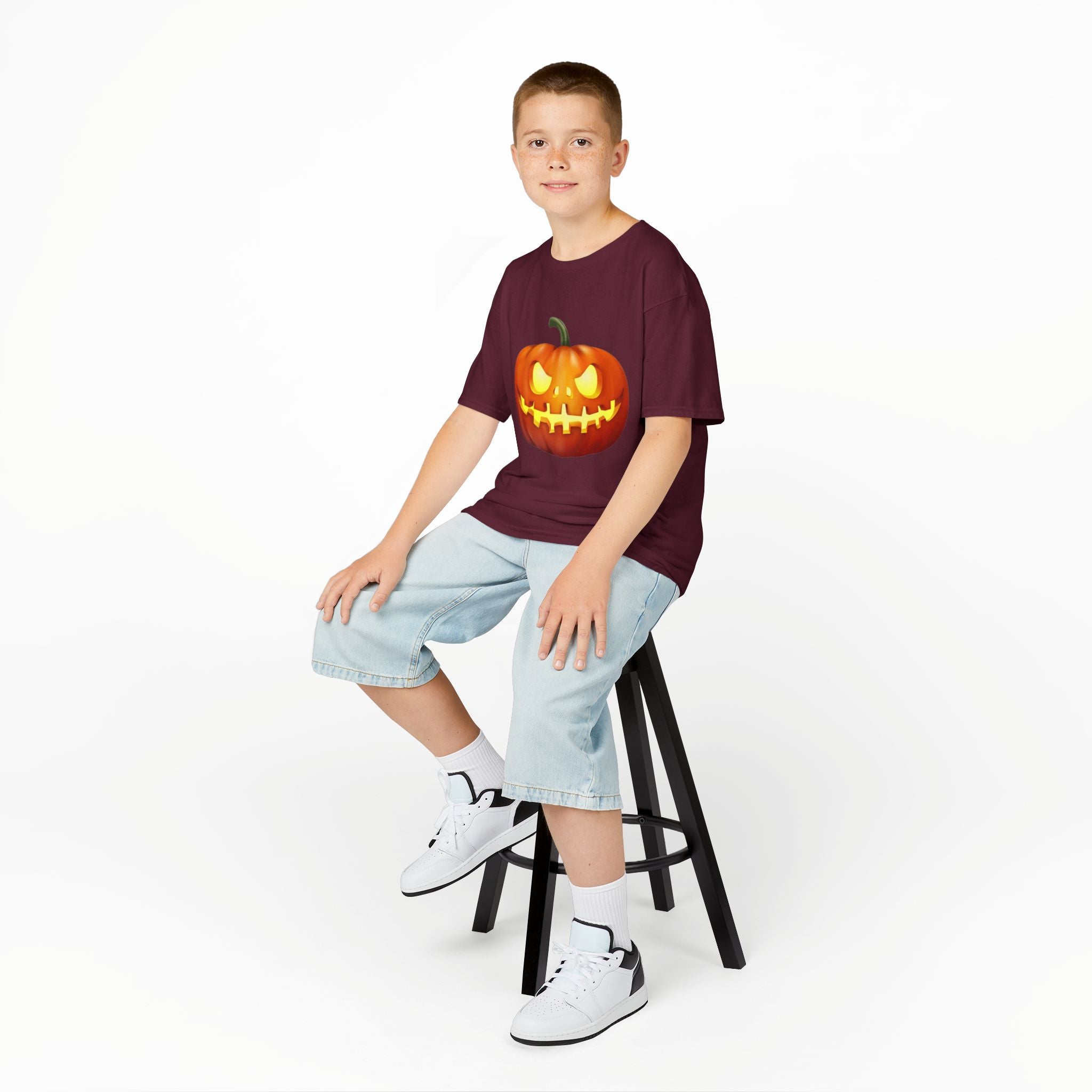 Halloween Pumpkin Kids Heavy Cotton Short Sleeve T-Shirt