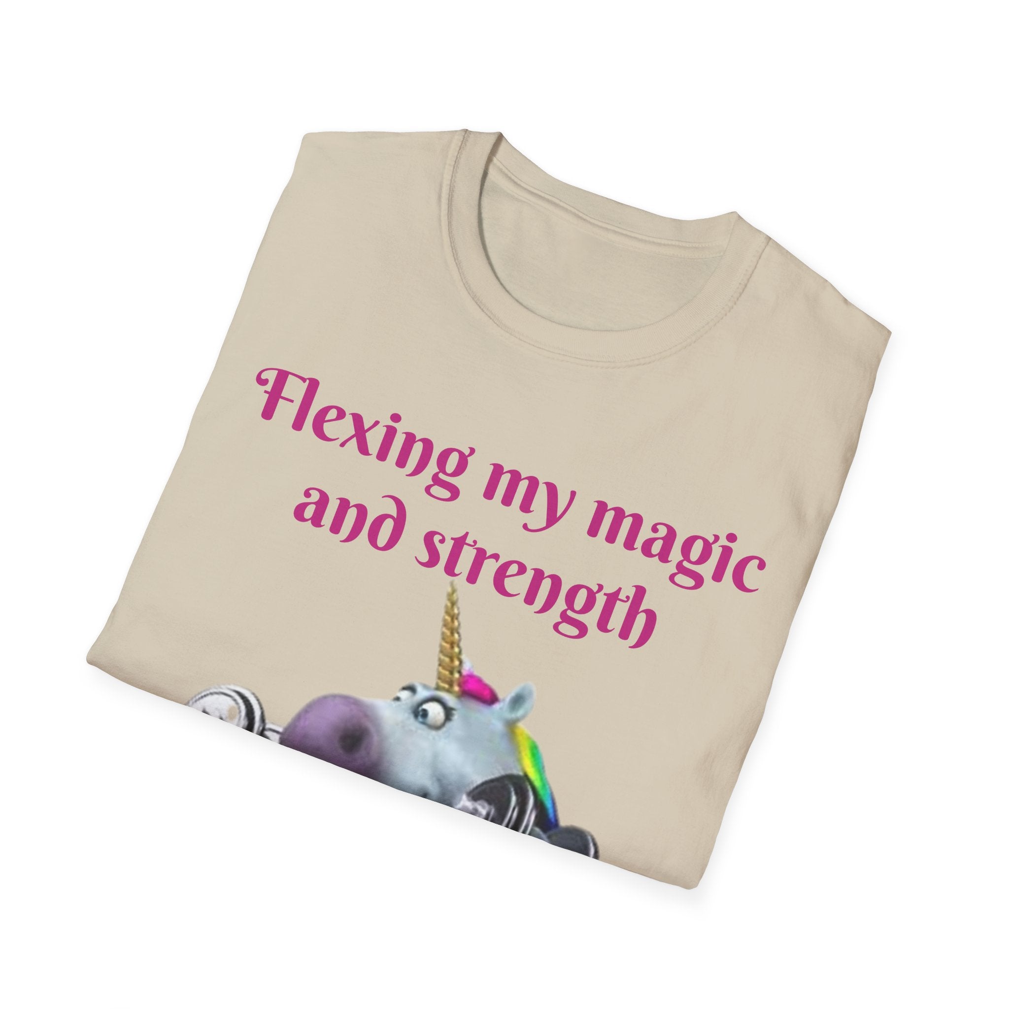 Flexing My Magic And Strength Unicorn Unisex Softstyle T-Shirt