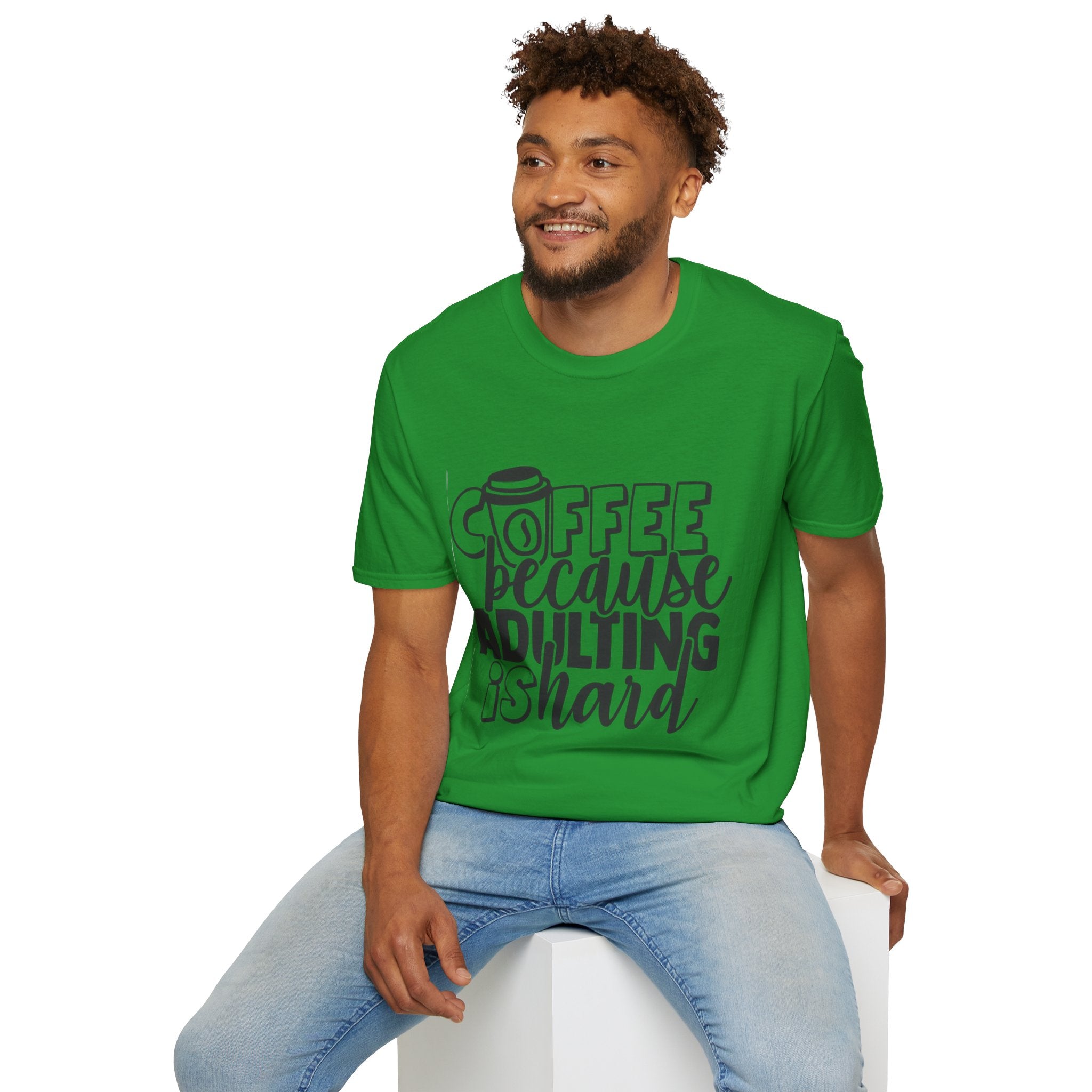 Coffee Because Adulting is Hard Unisex Softstyle T-Shirt