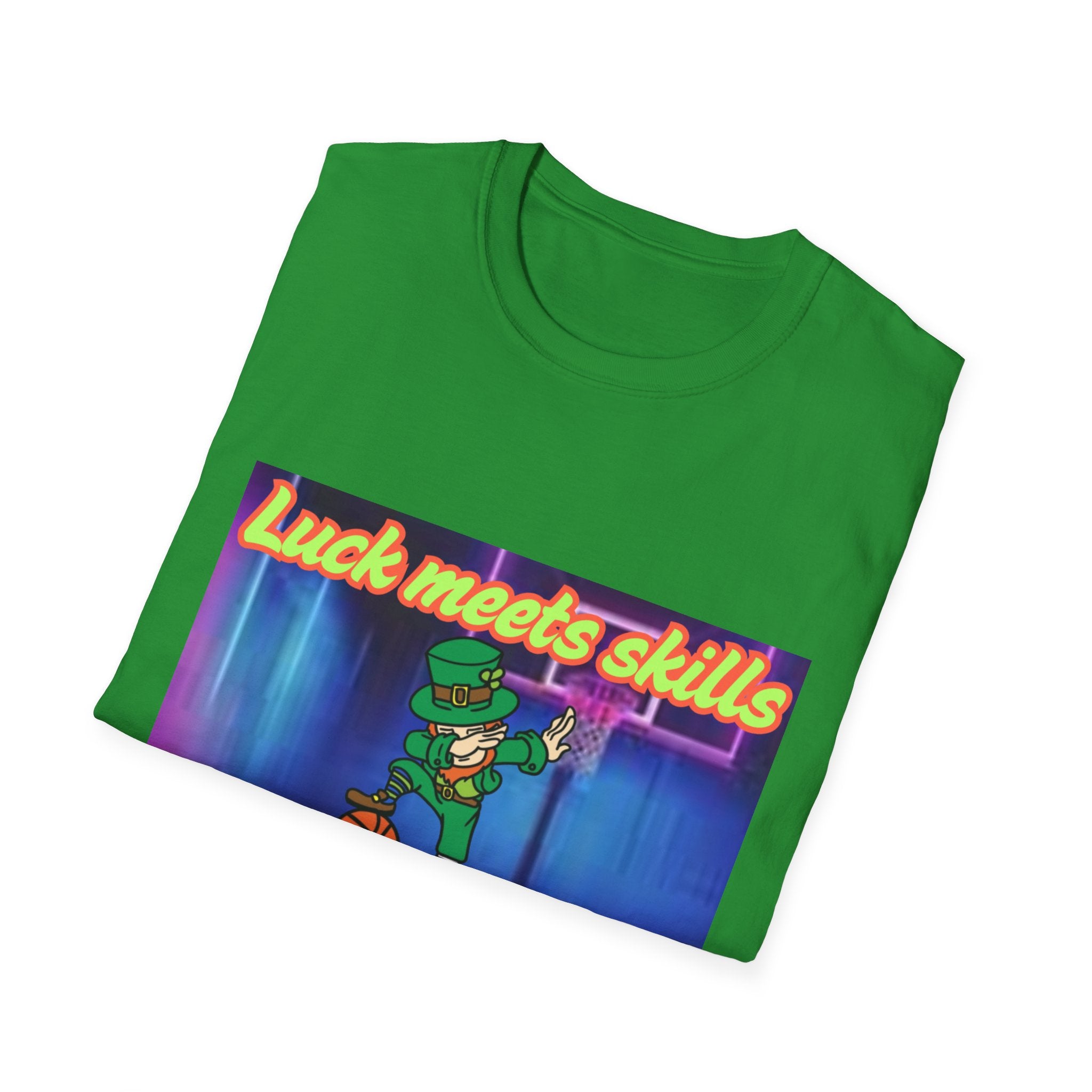 Luck Meets Skills Dabbing Into A Slam Dunk! Unisex Softstyle T-Shirt