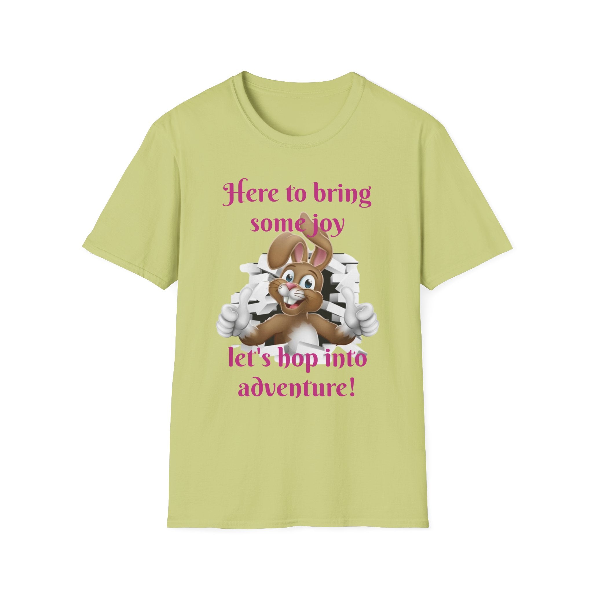 Here To Bring Some Joy Let's Hop Into Adventure Unisex Softstyle T-Shirt