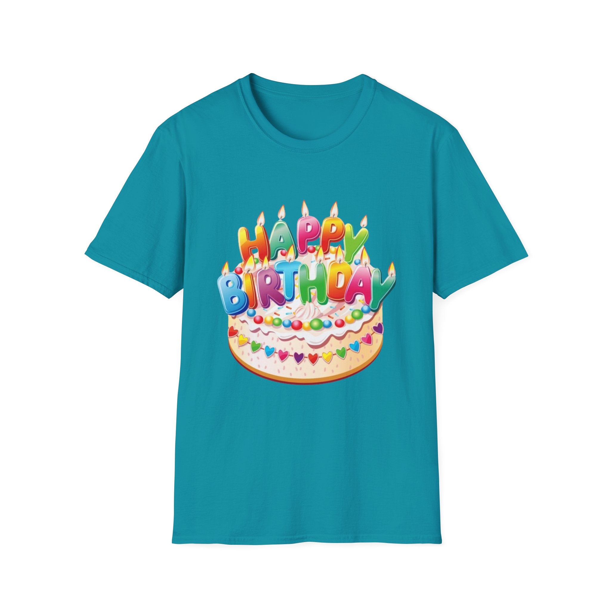Happy Birthday Cake Unisex Softstyle T-Shirt-Personalize It!
