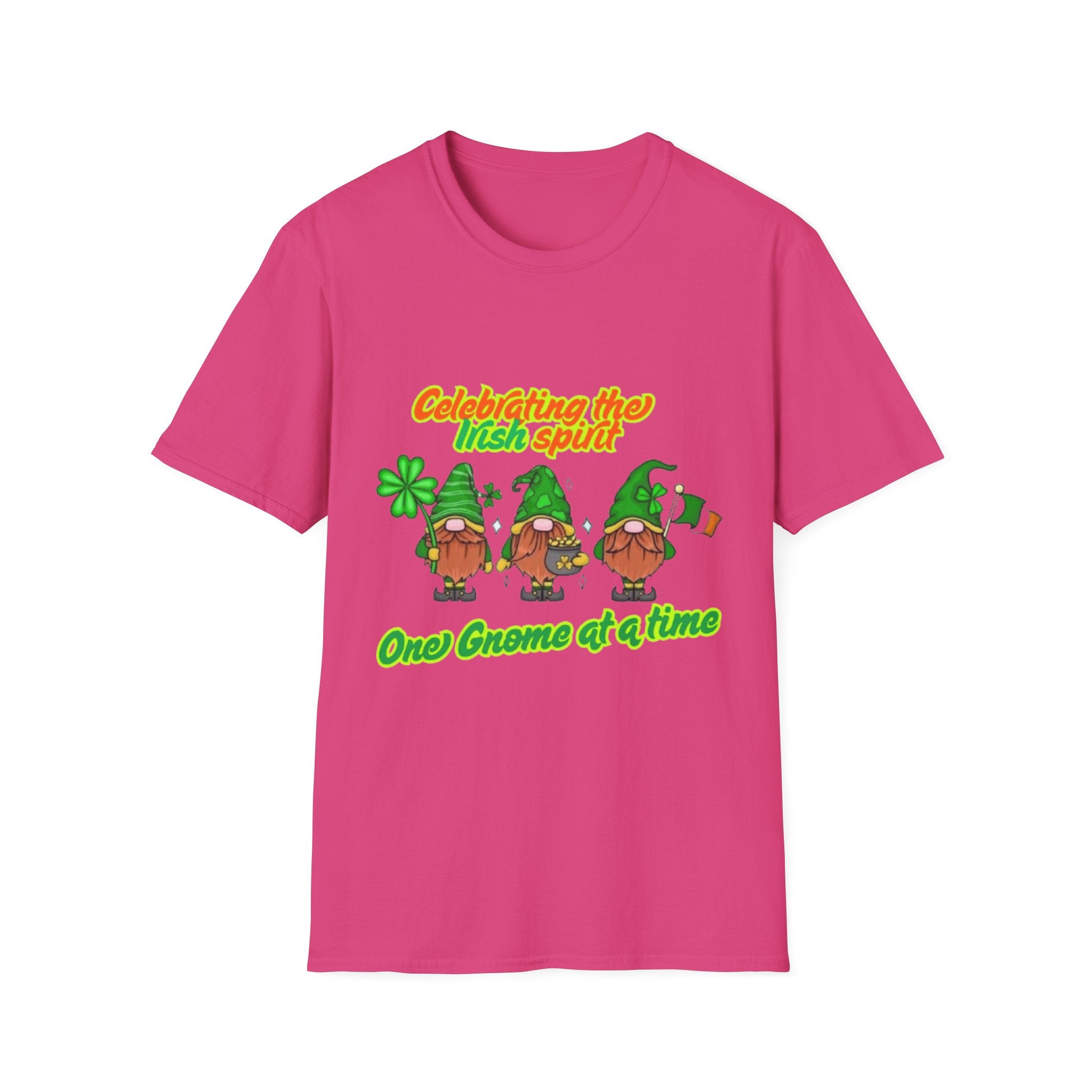 Celebrating the Irish Spirit One Gnome At A Time Unisex Softstyle T-Shirt